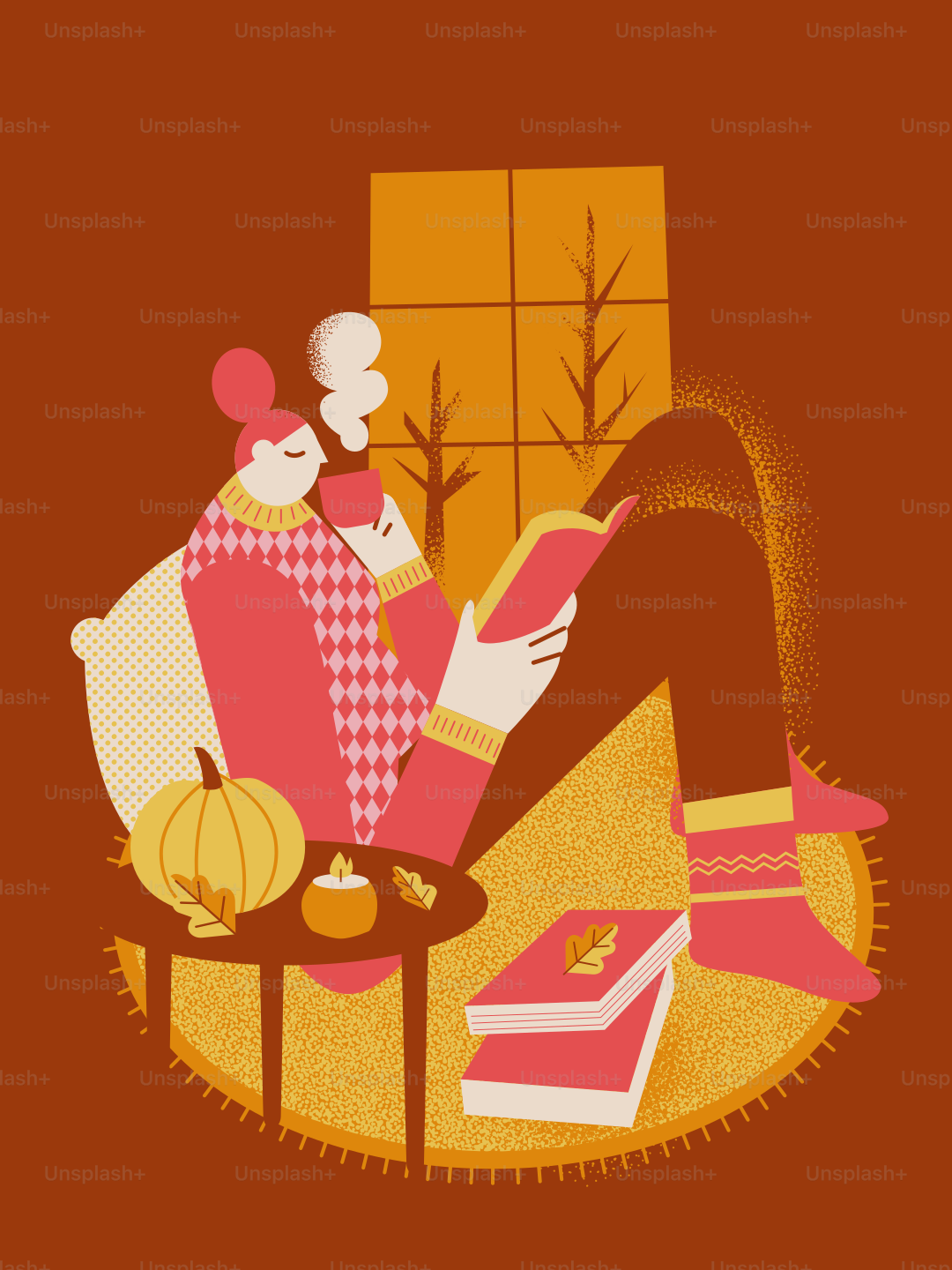 Person reading a book with coffee by window