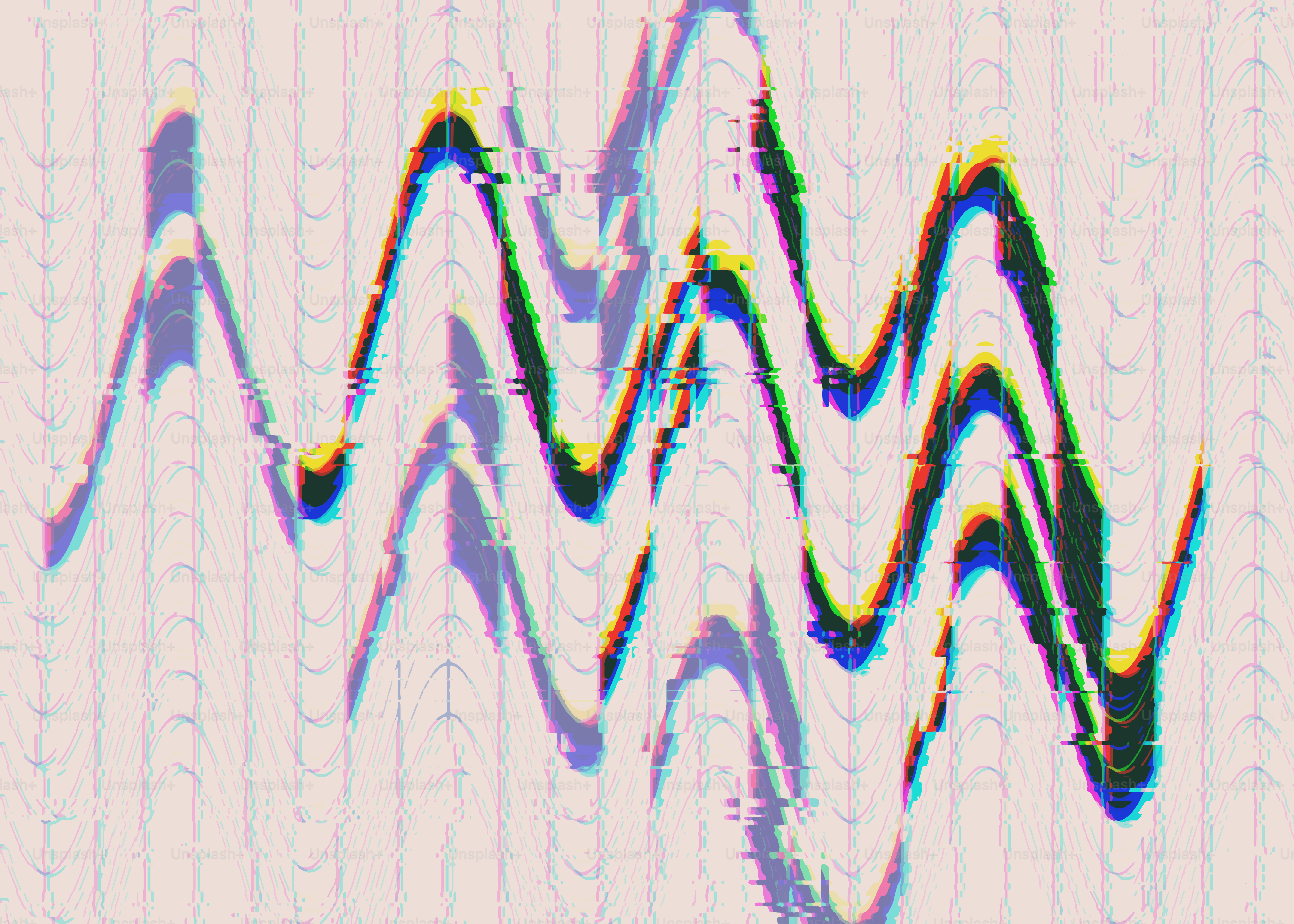 Glitchy wavy lines on a textured background