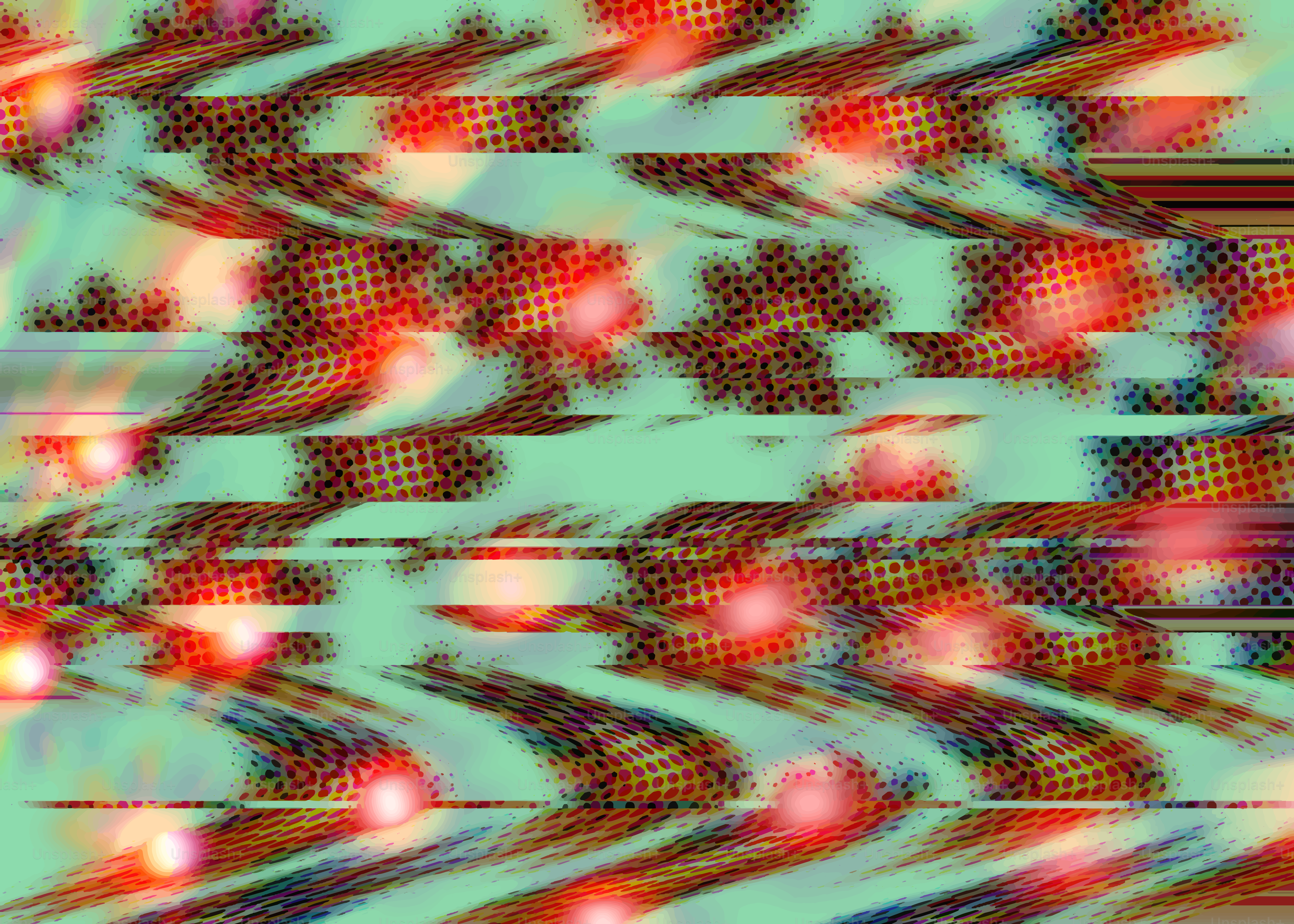 Distorted abstract pattern with red and green colors