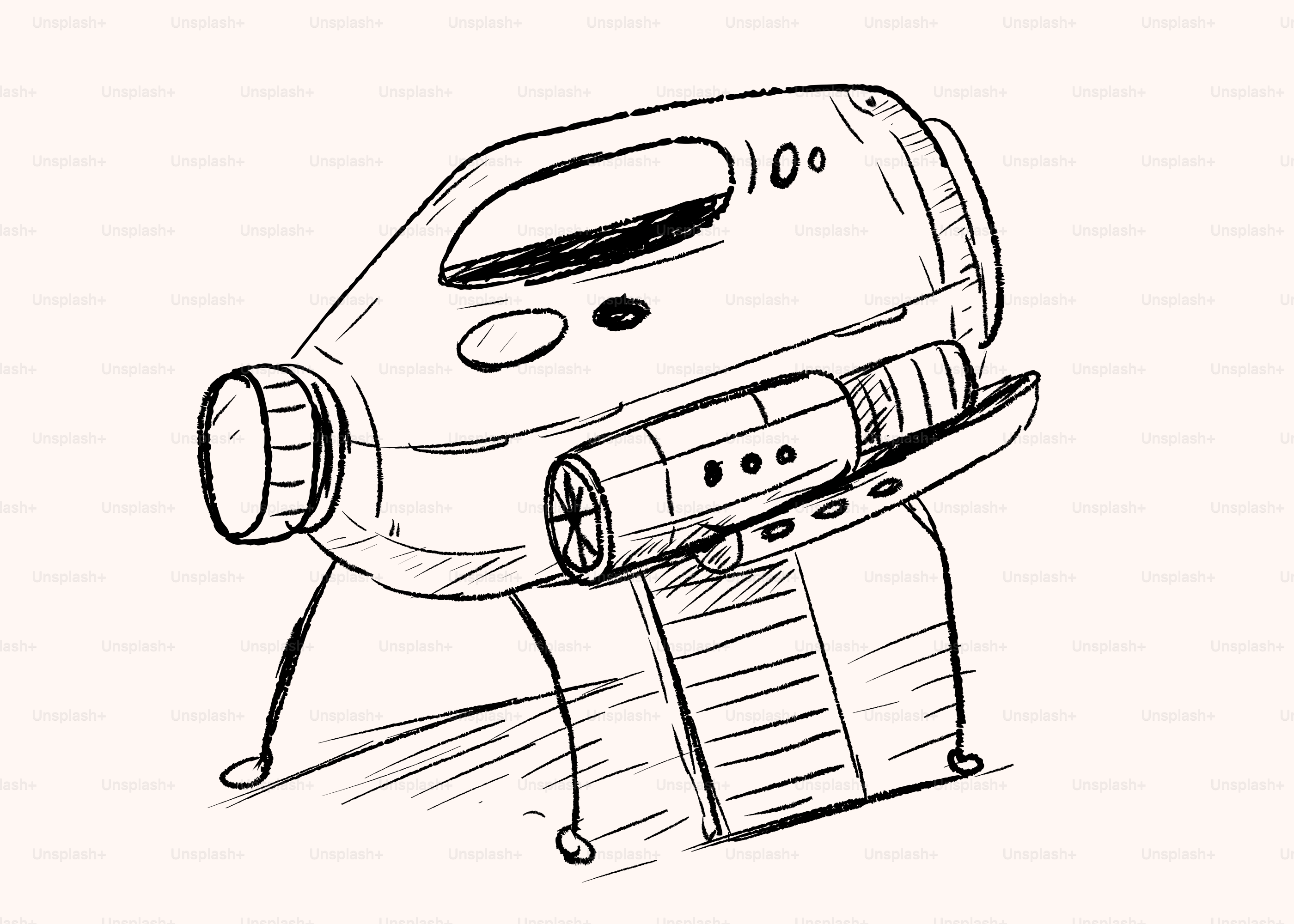 Sketch of a retro-futuristic device on tripod