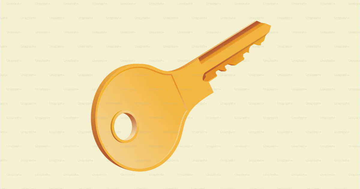 A single golden key on a light yellow background vector – Illustration ...