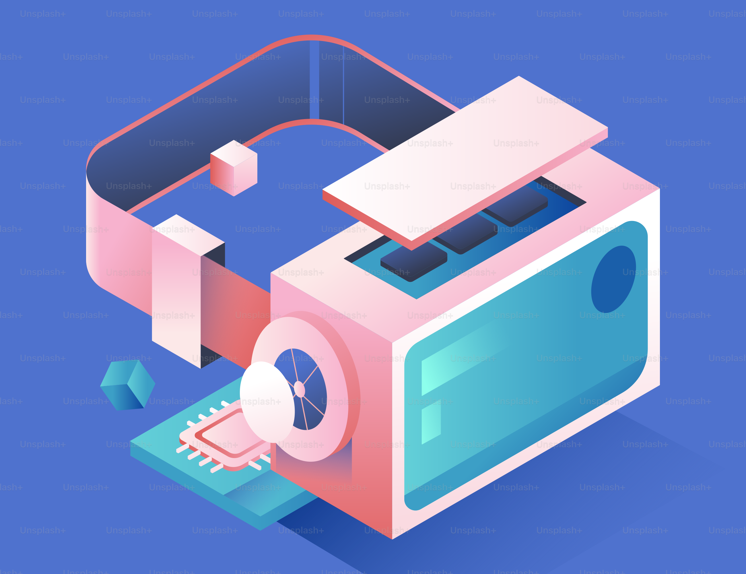 Virtual reality headset with futuristic technology elements