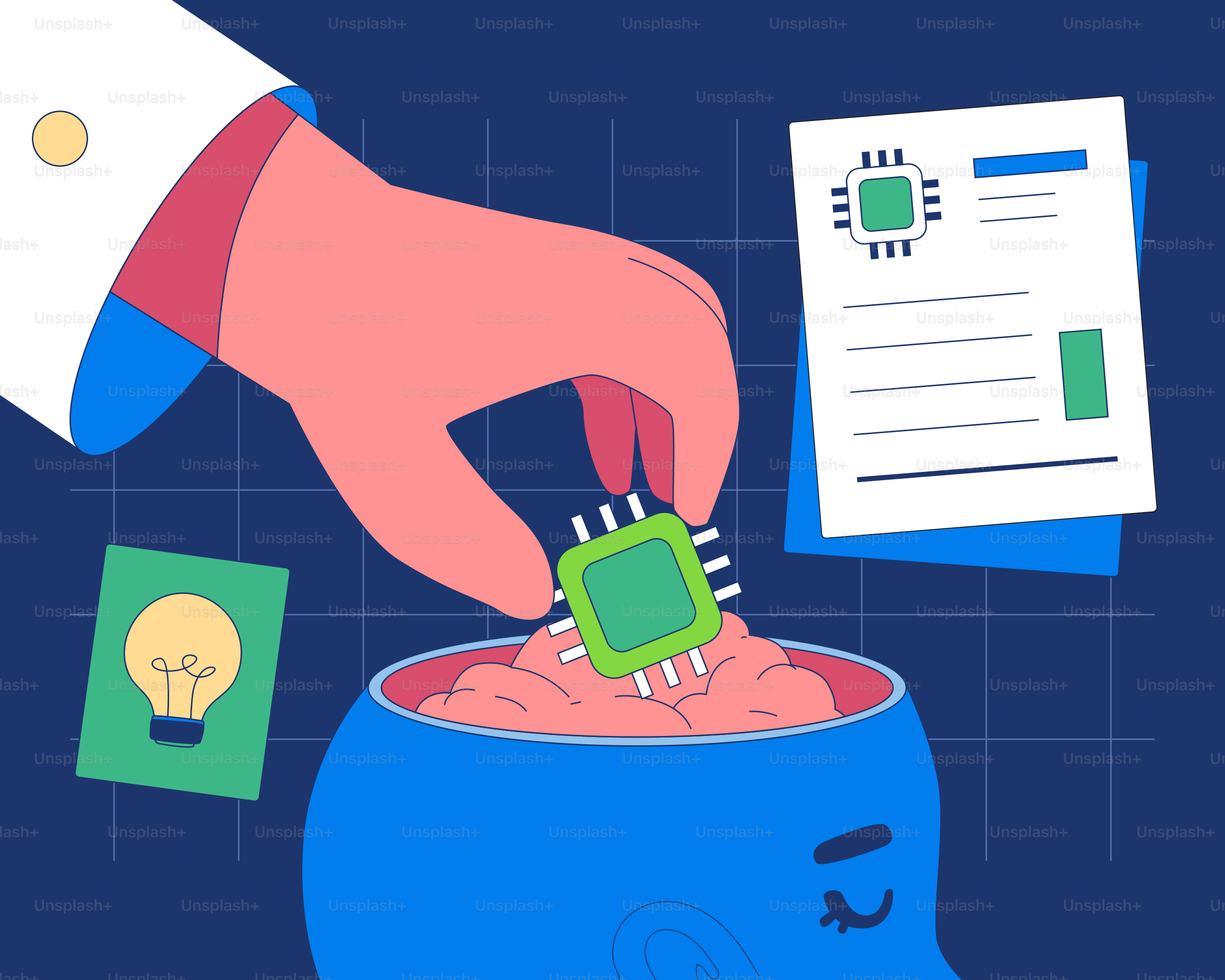Colocando o microchip manualmente na cabeça aberta com a lâmpada.