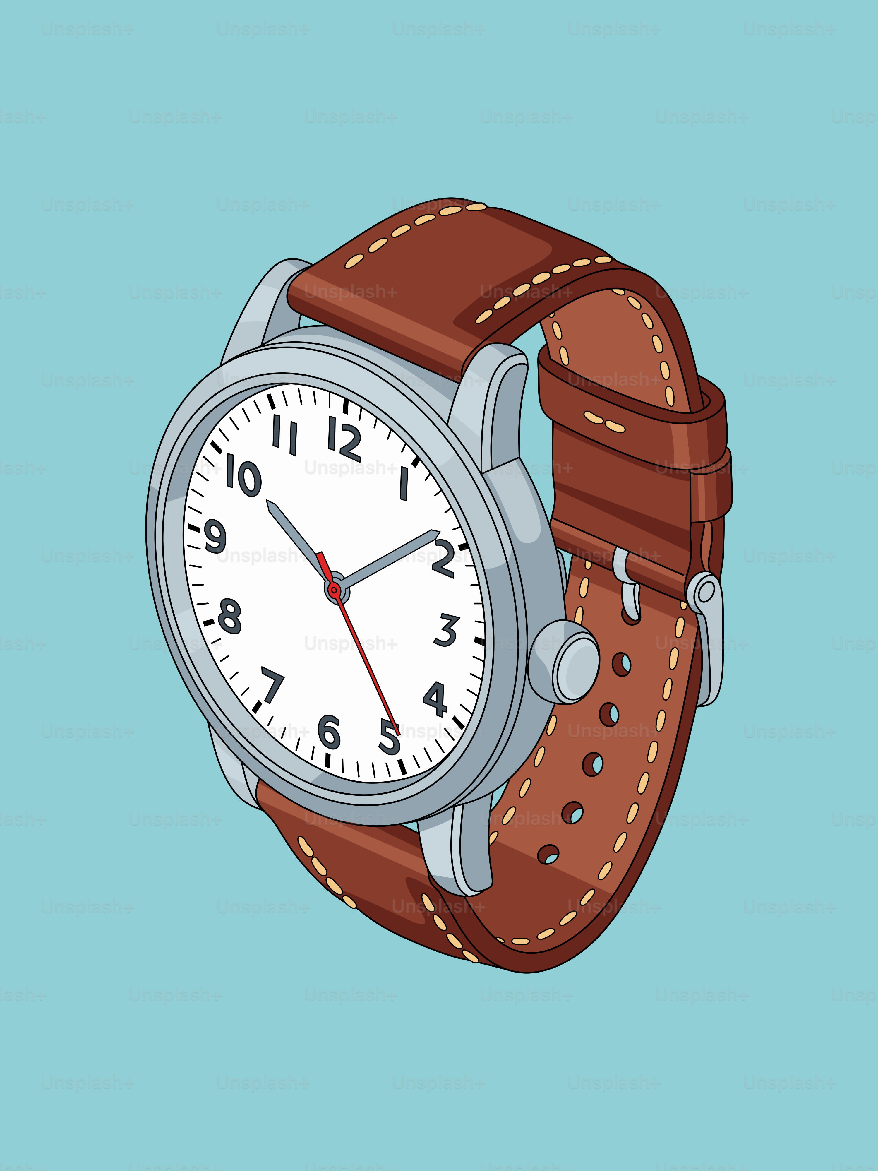 A classic wristwatch with a brown leather strap