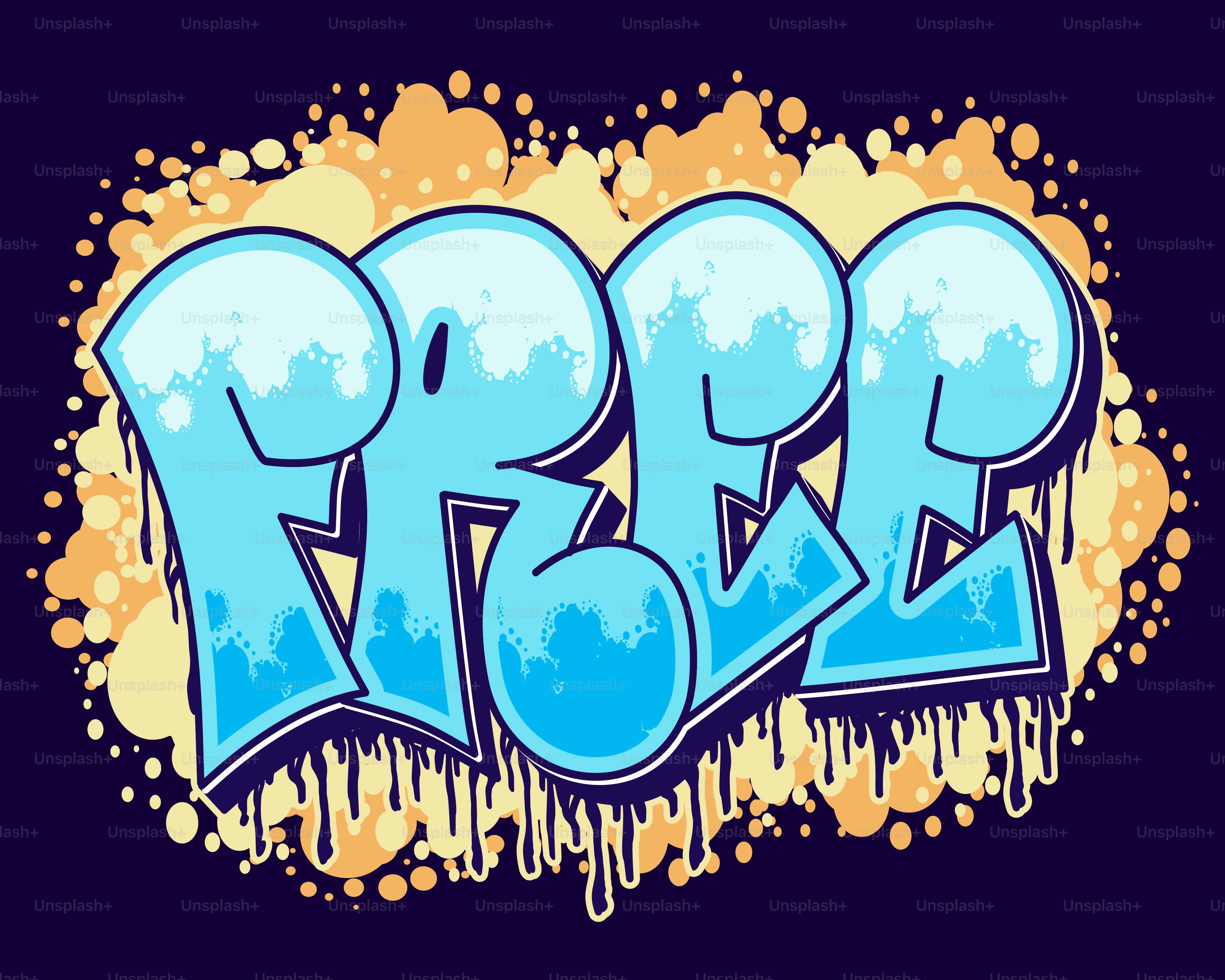 Graffiti art spelling the word free in blue