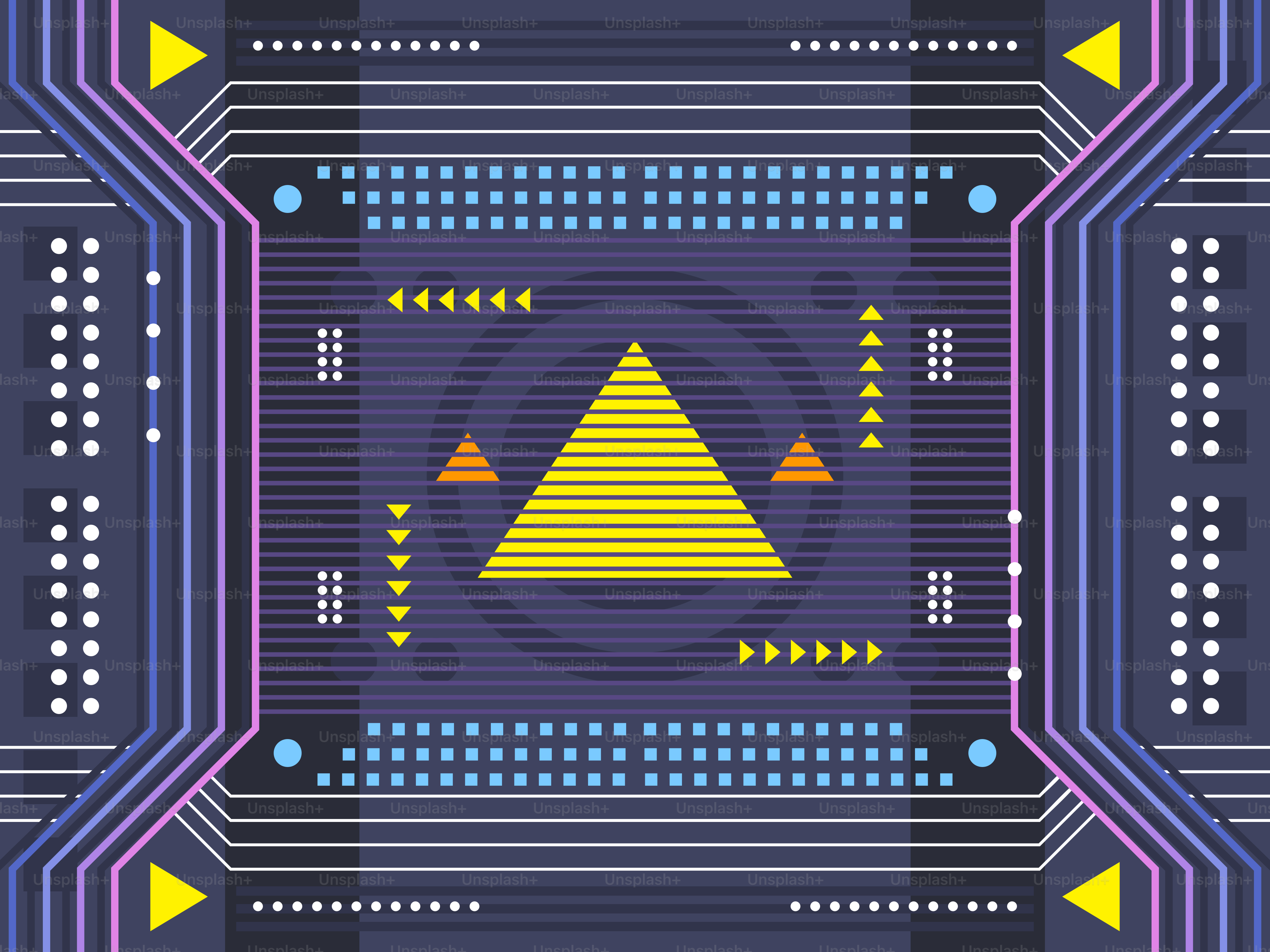 Abstract geometric digital art with triangles and circuits