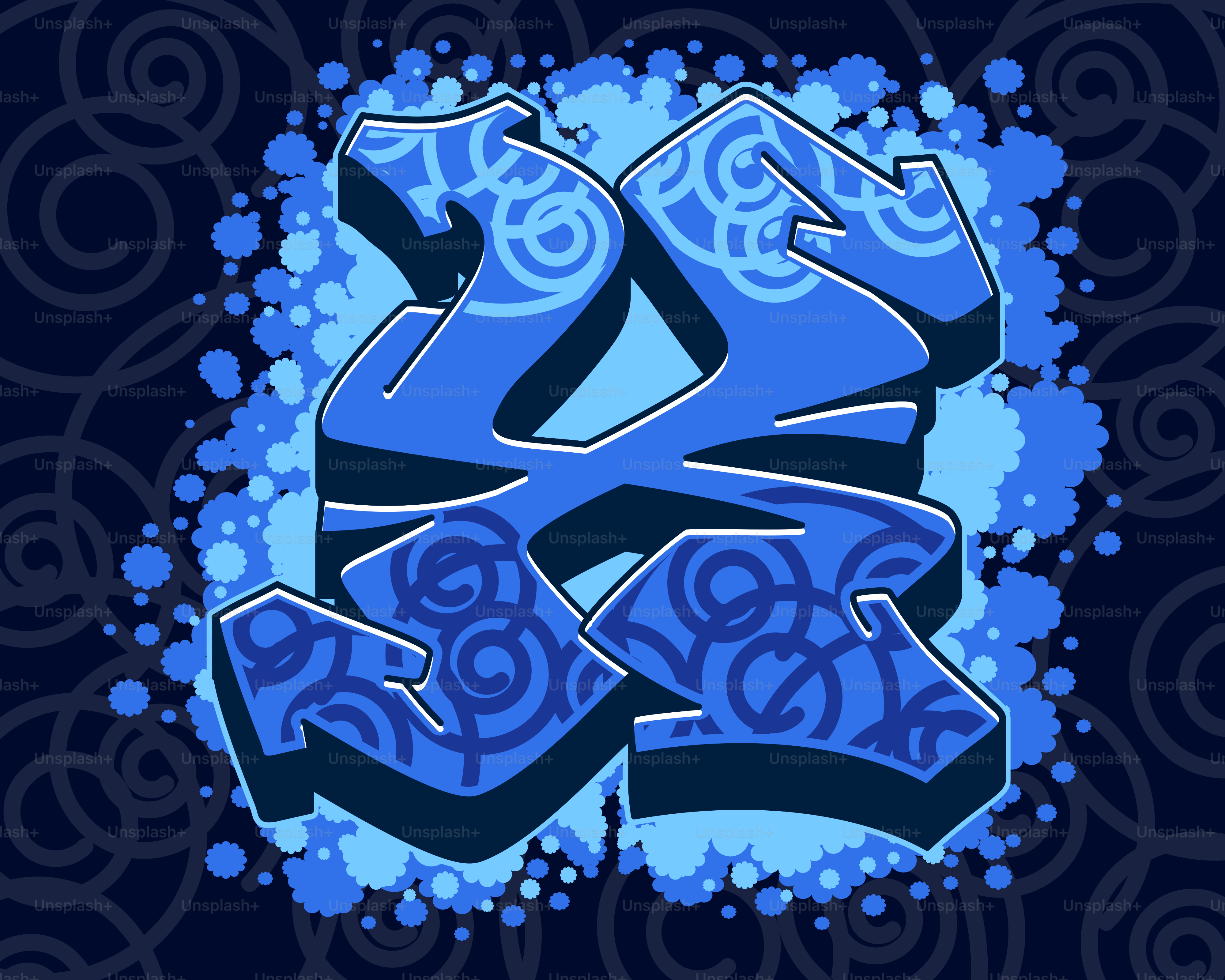 Blue graffiti letters with swirling patterns vector – Art Image on Unsplash