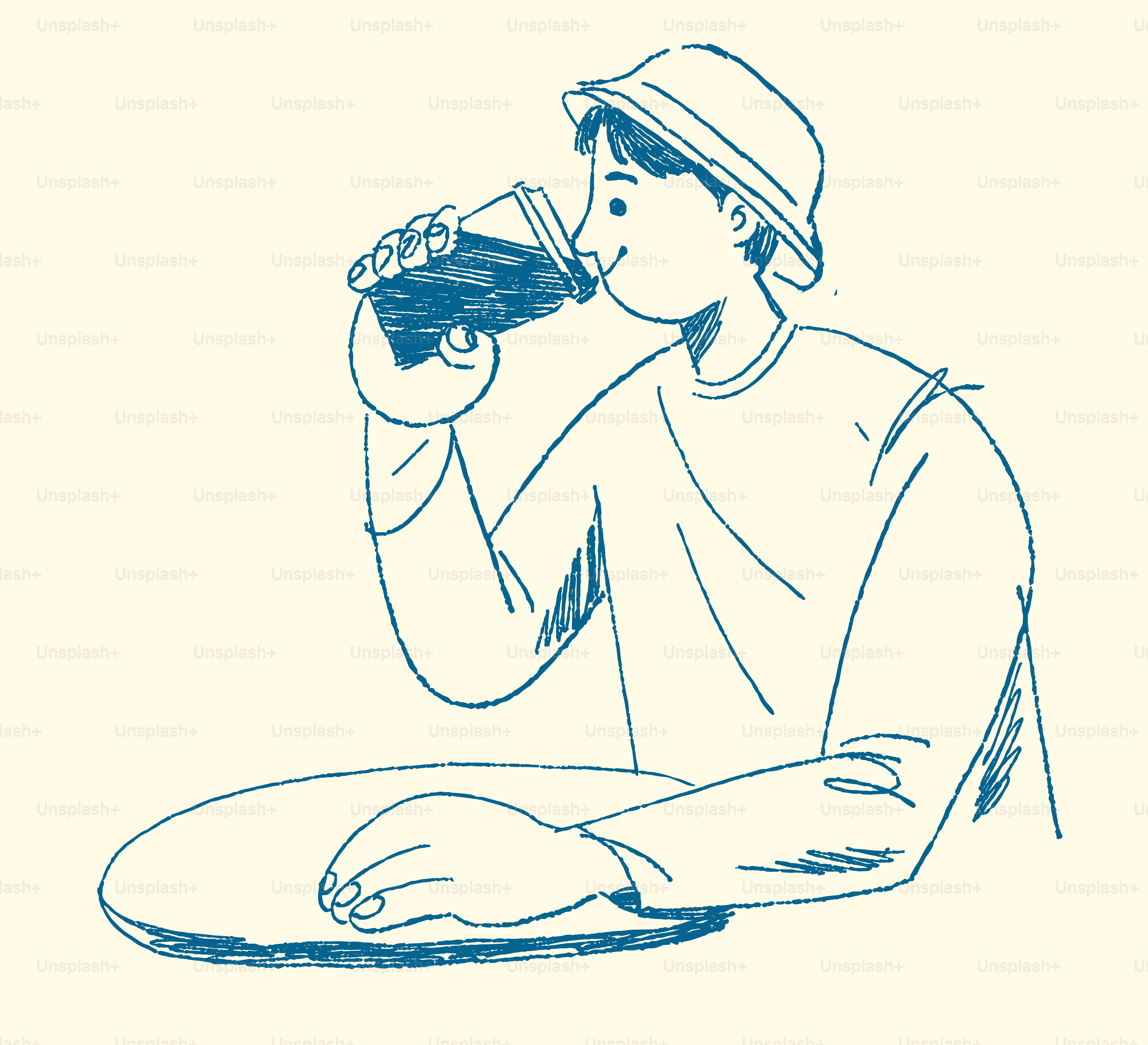 A person wearing a hat drinks from a glass.