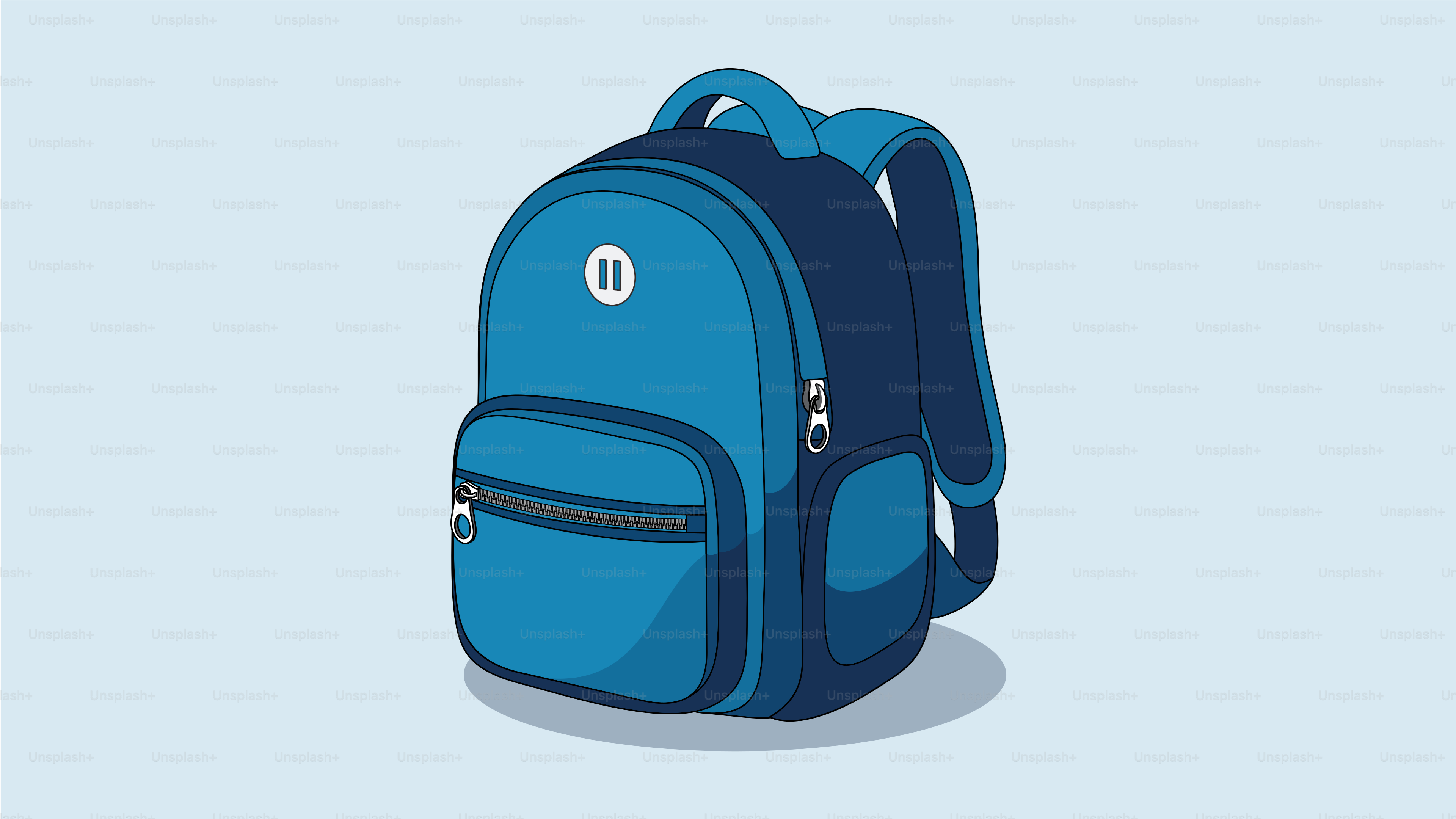 지퍼와 끈이 달린 파란색 배낭