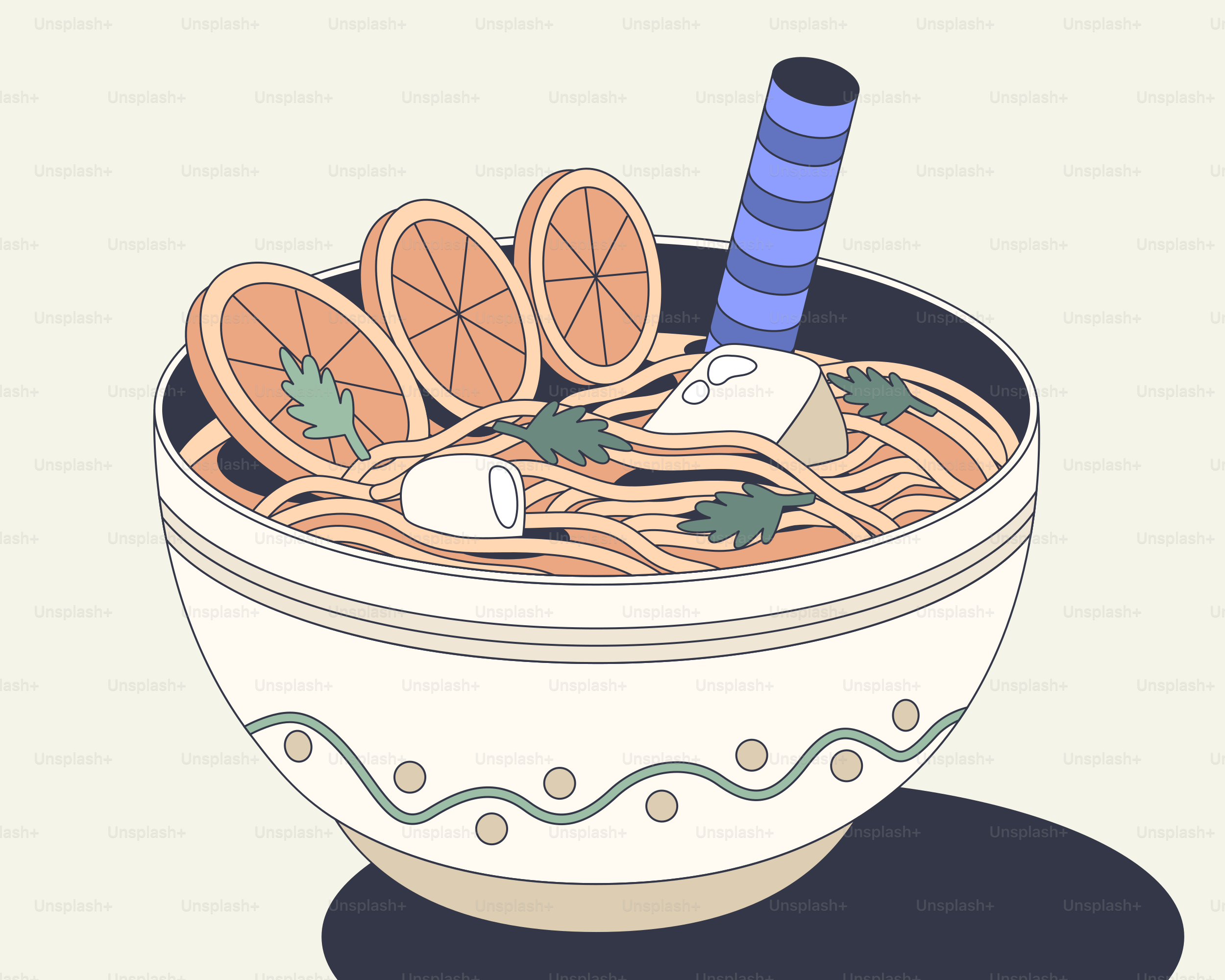 Bowl of noodles with orange slices and tofu.