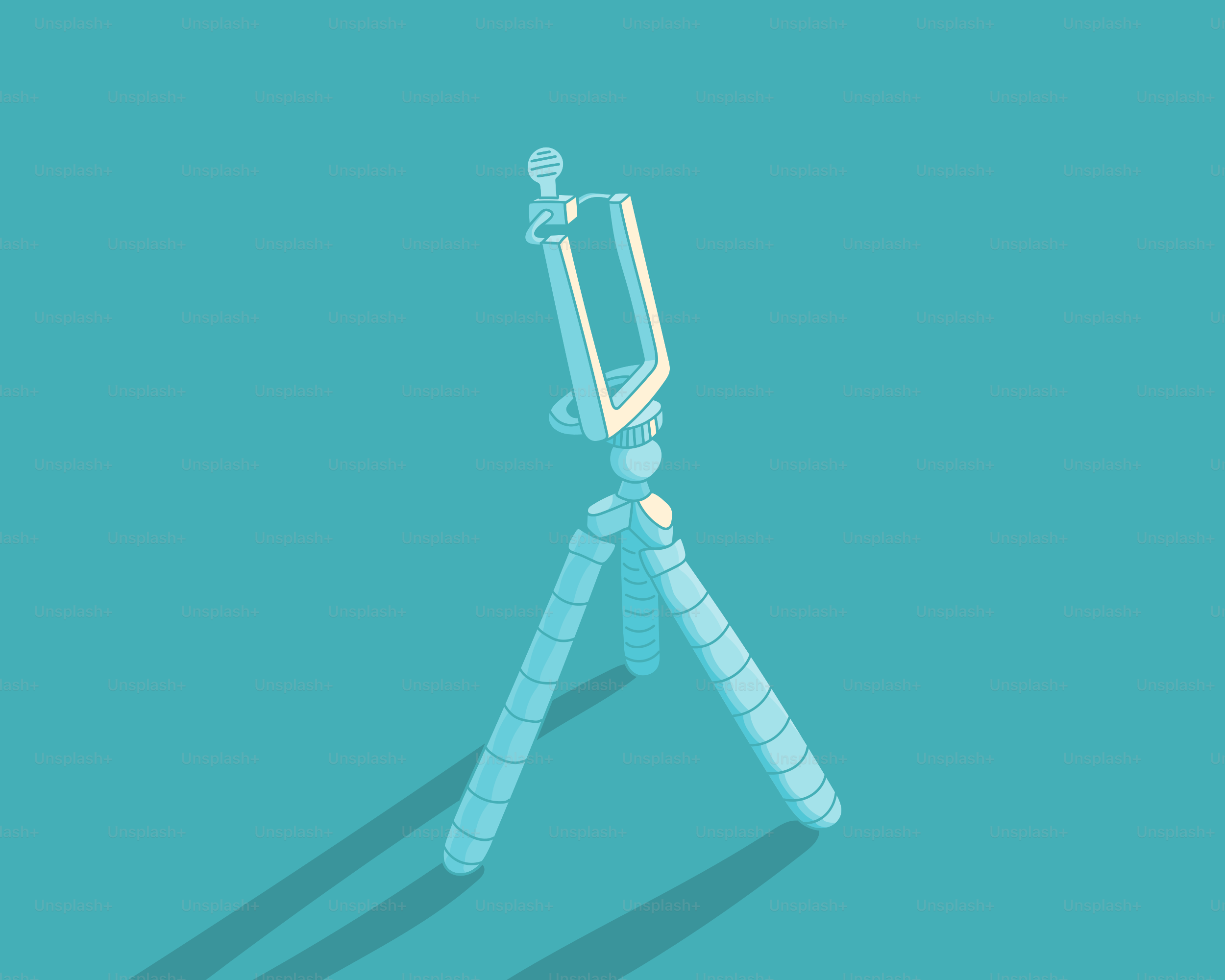 A smartphone attached to a flexible tripod.