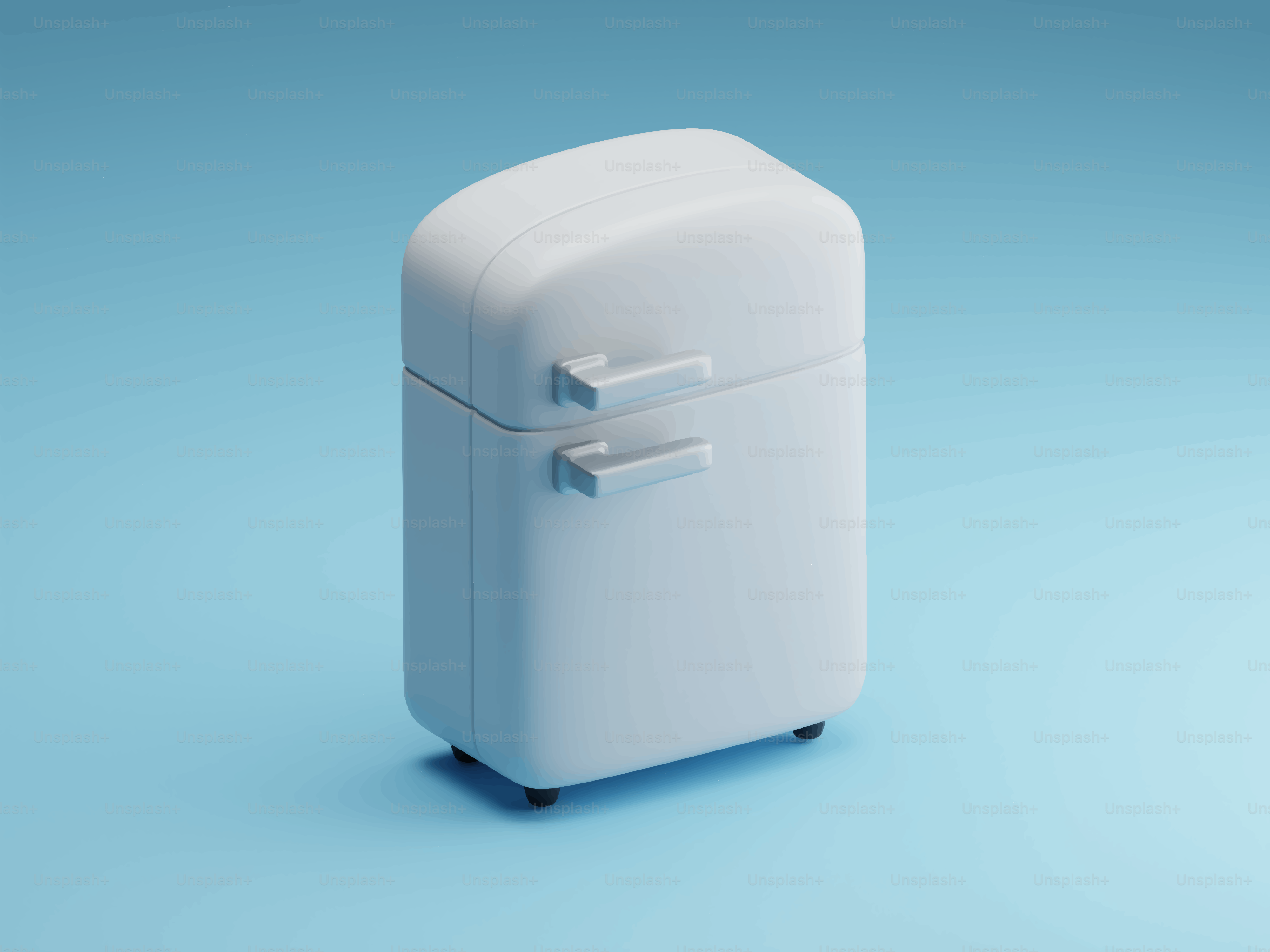 Réfrigérateur rétro blanc sur fond bleu.