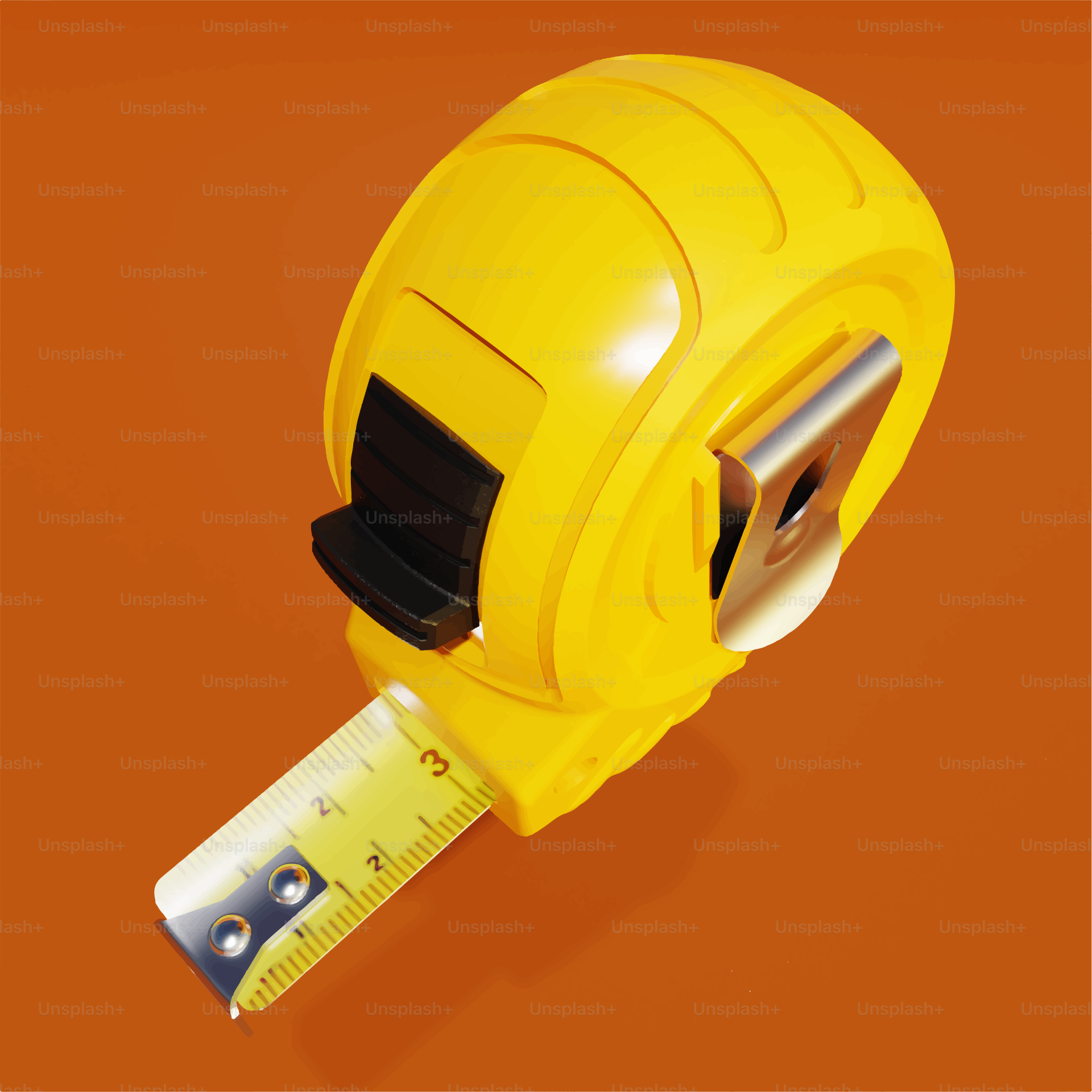 Yellow tape measure on an orange background