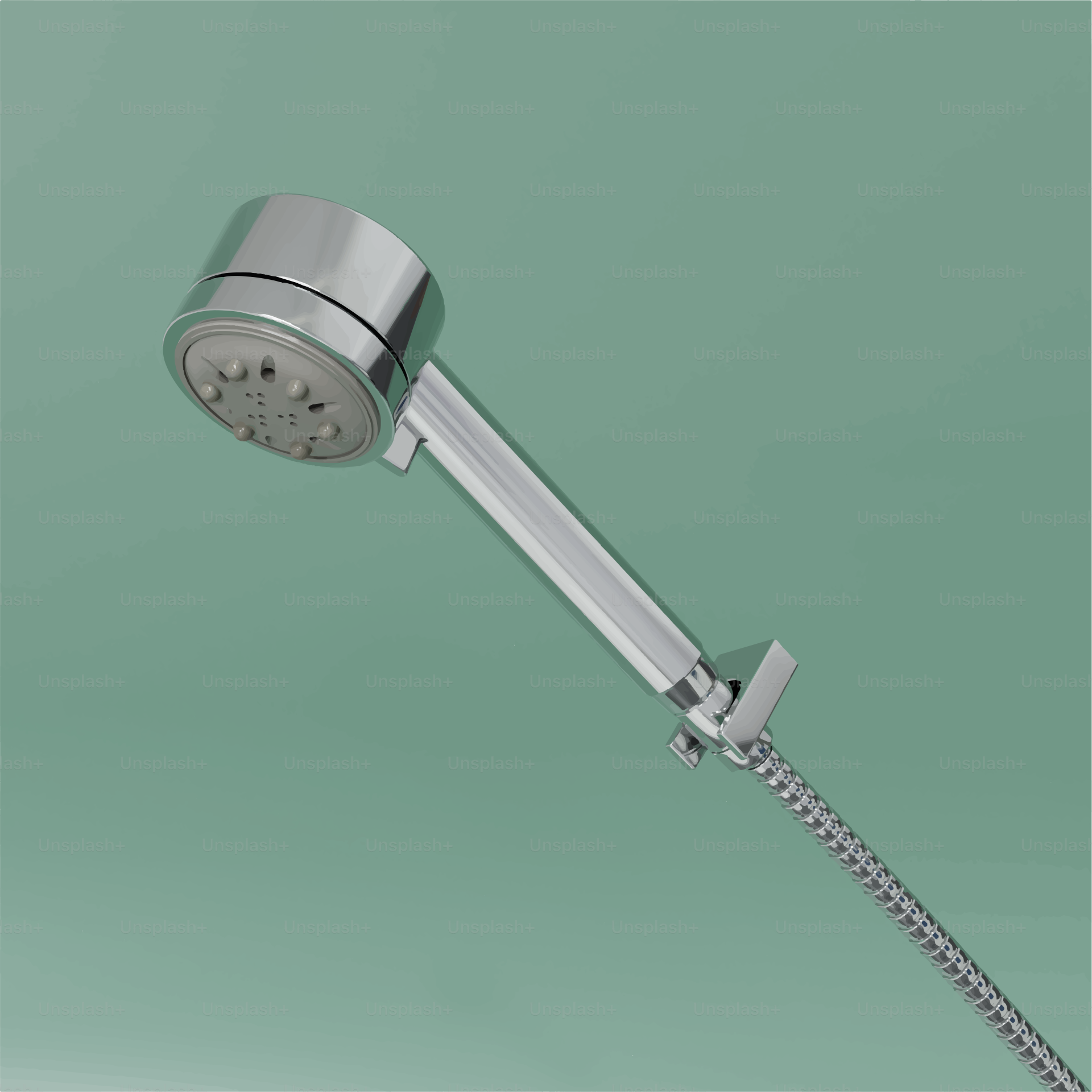 Chrome handheld shower head with hose