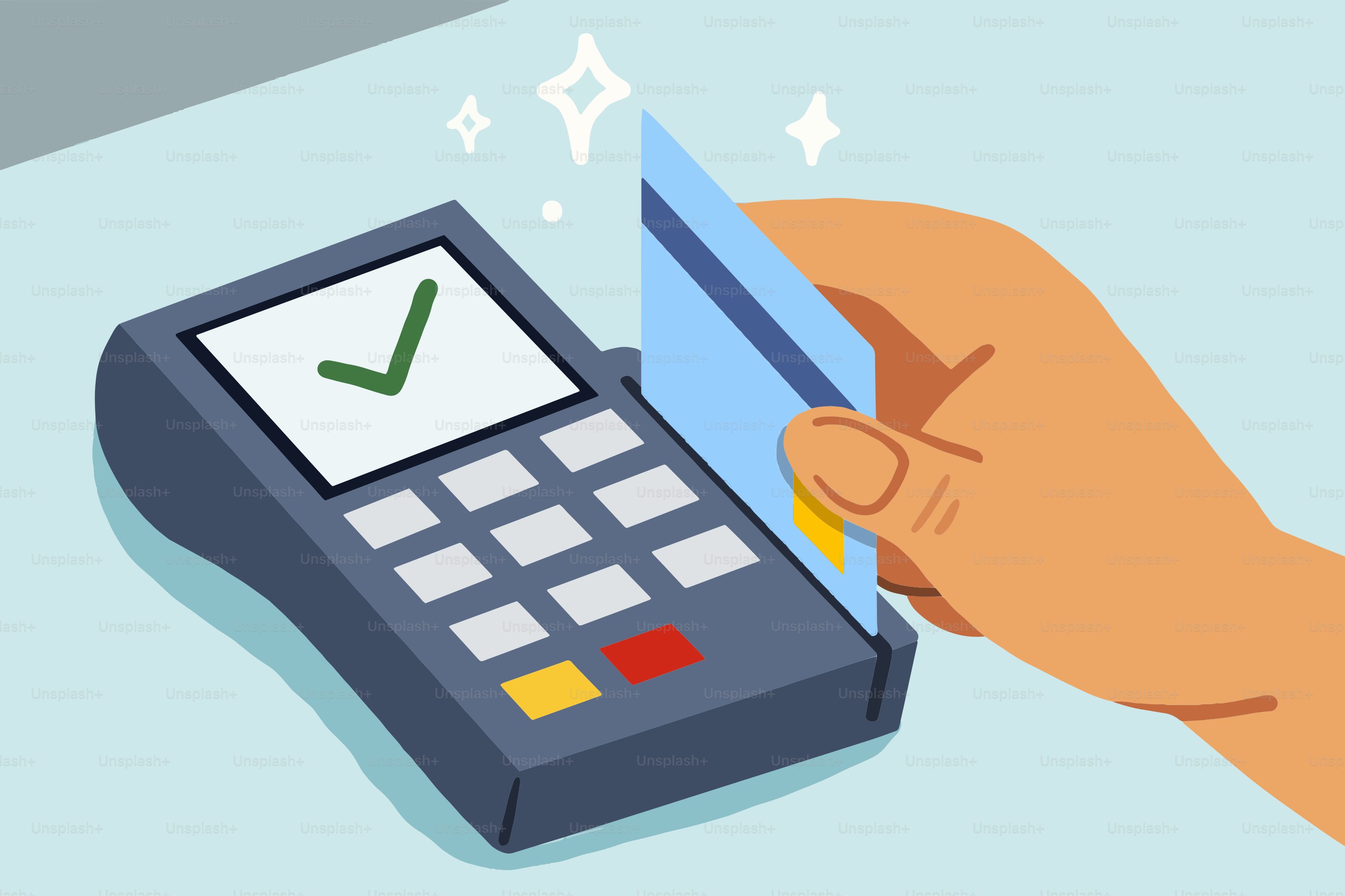 Hand inserting credit card into payment terminal. vector – Technology ...