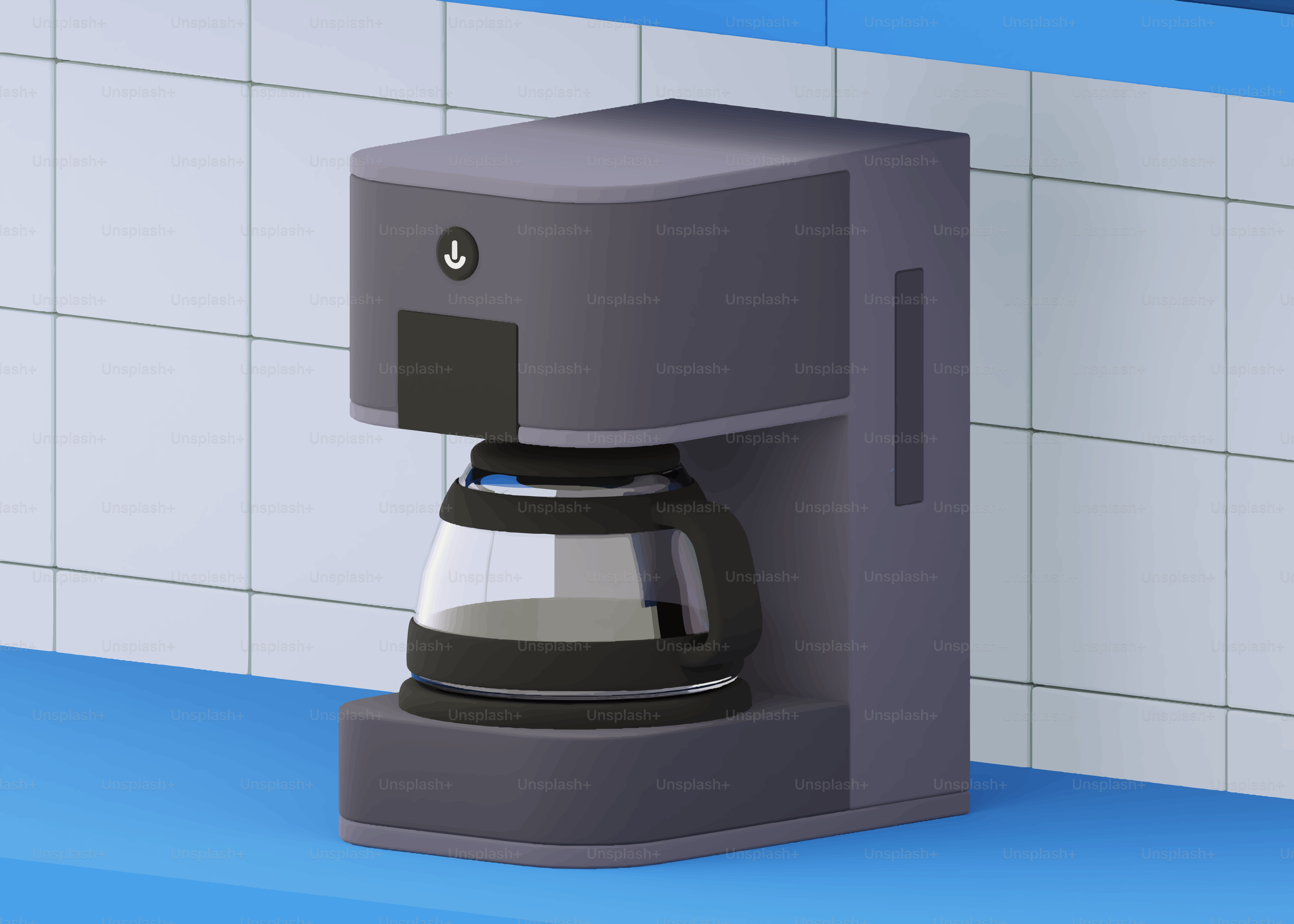 Eine graue Kaffeemaschine mit einer Glaskanne