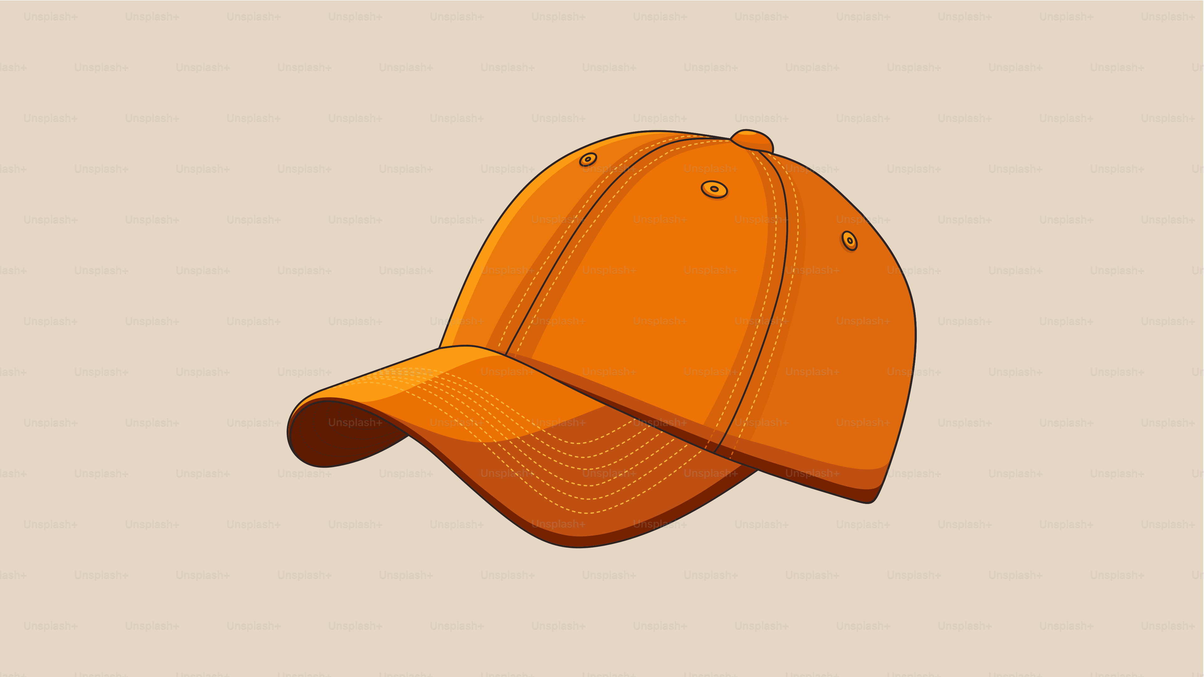A simple orange baseball cap on a plain background