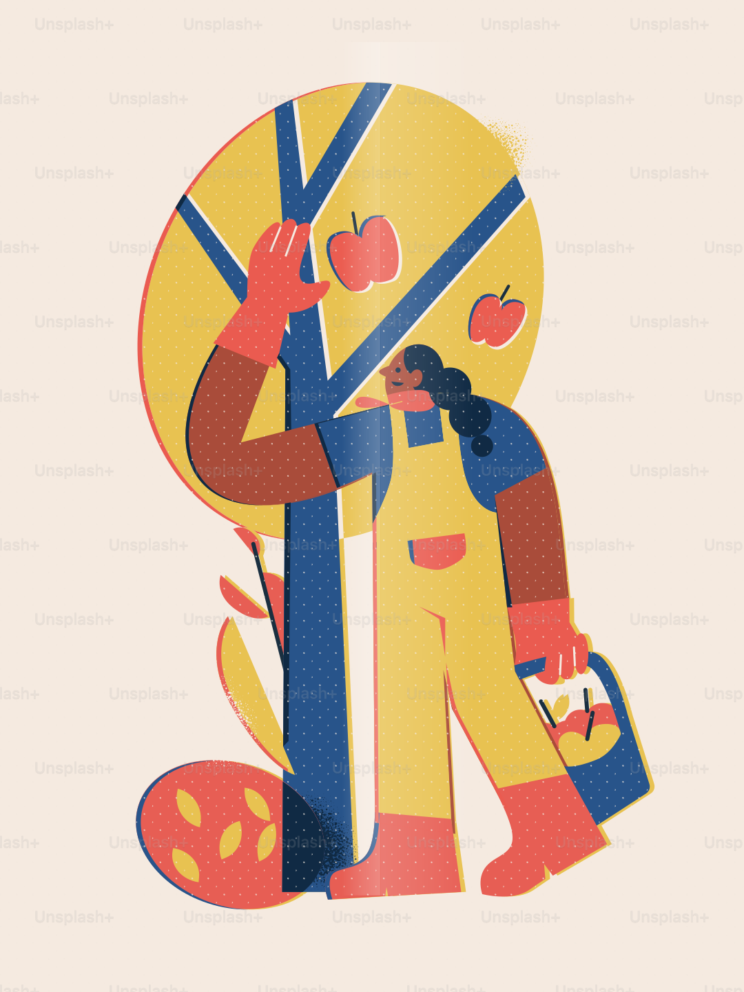 Woman picking apples from a tree