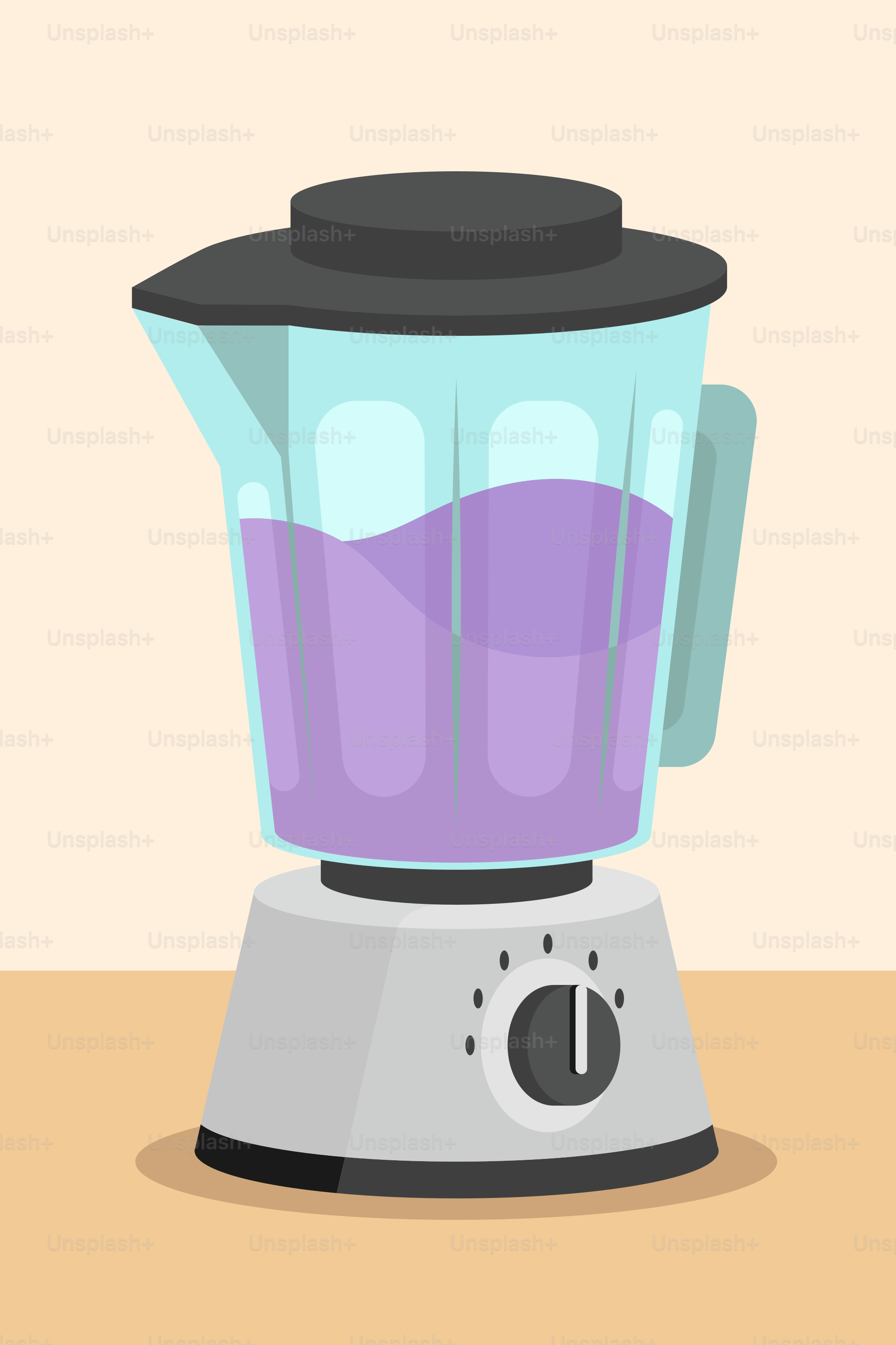 A blender with purple liquid inside