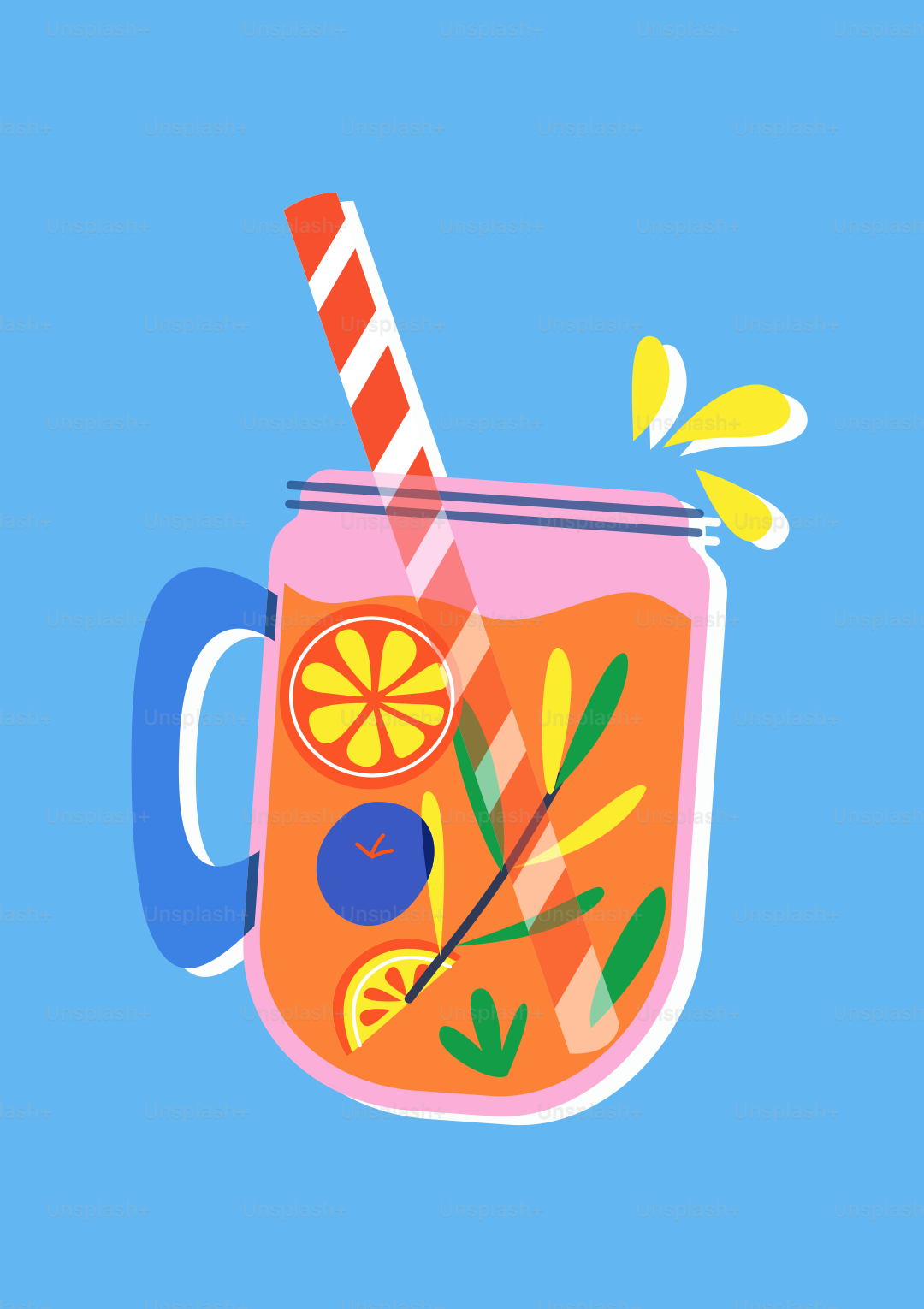 Fruity drink in a mason jar with straw