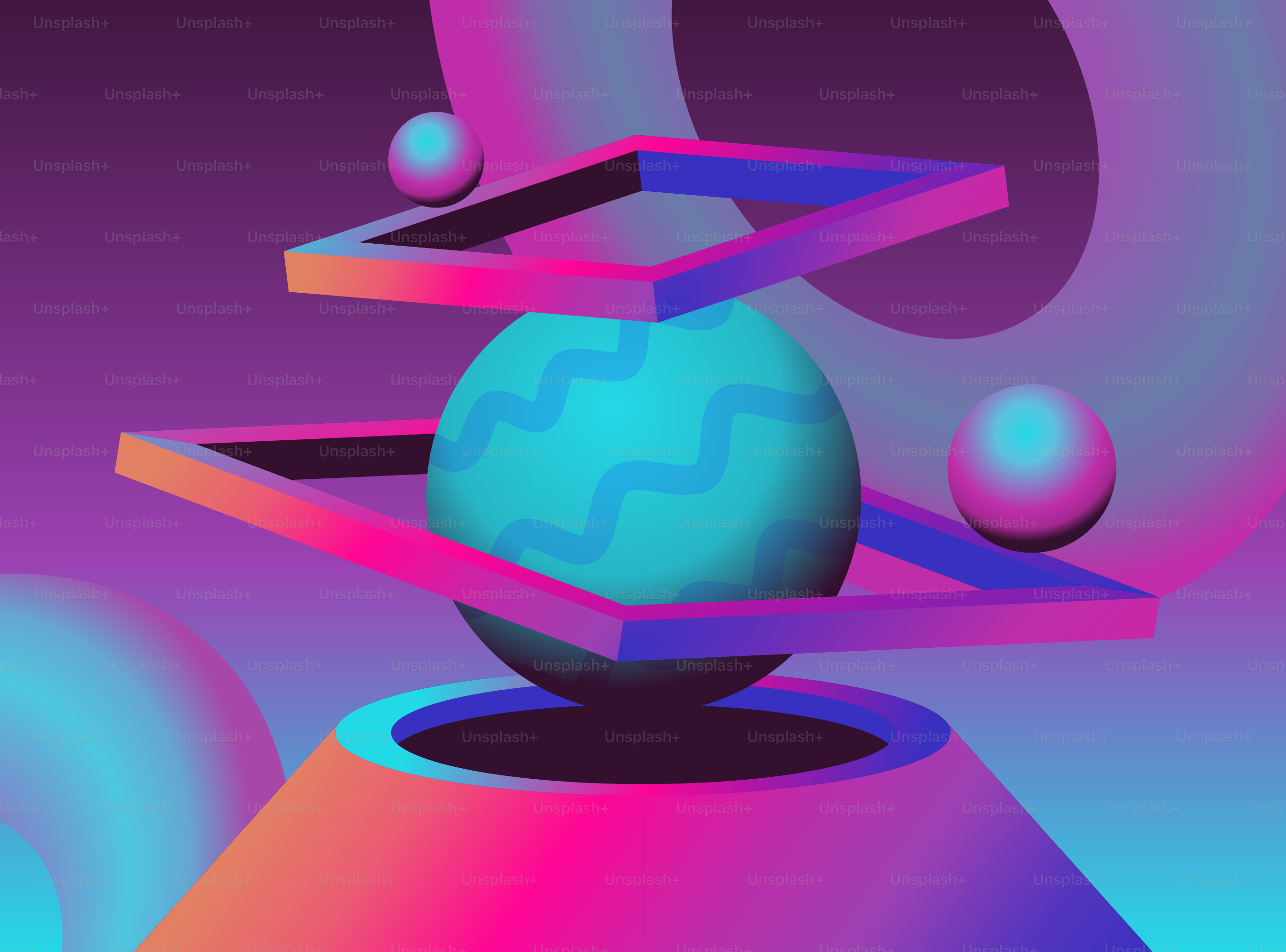 Abstrakte Kugel mit geometrischen Formen und Farbverlaufshintergrund