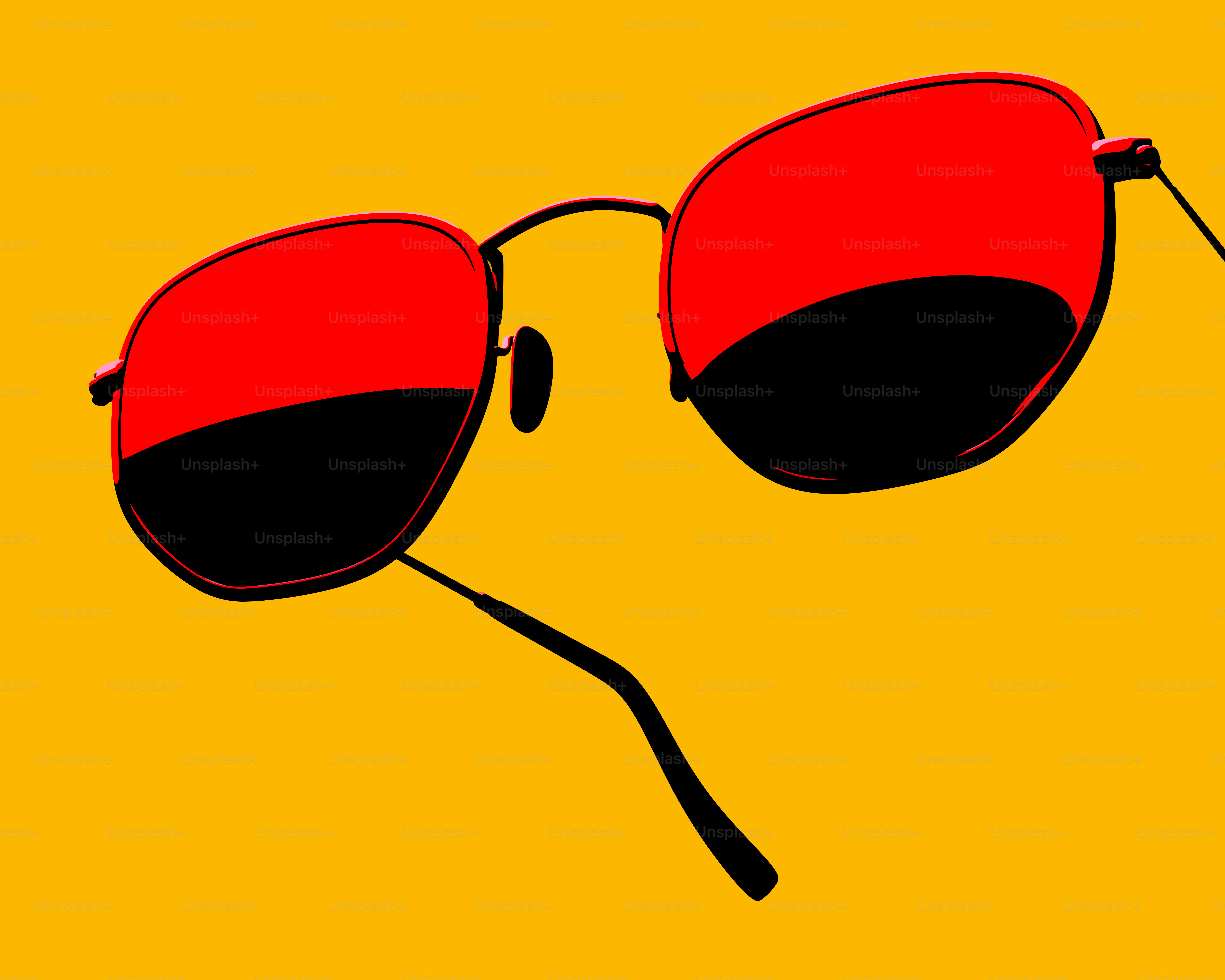 Lunettes de soleil rouges sur fond jaune