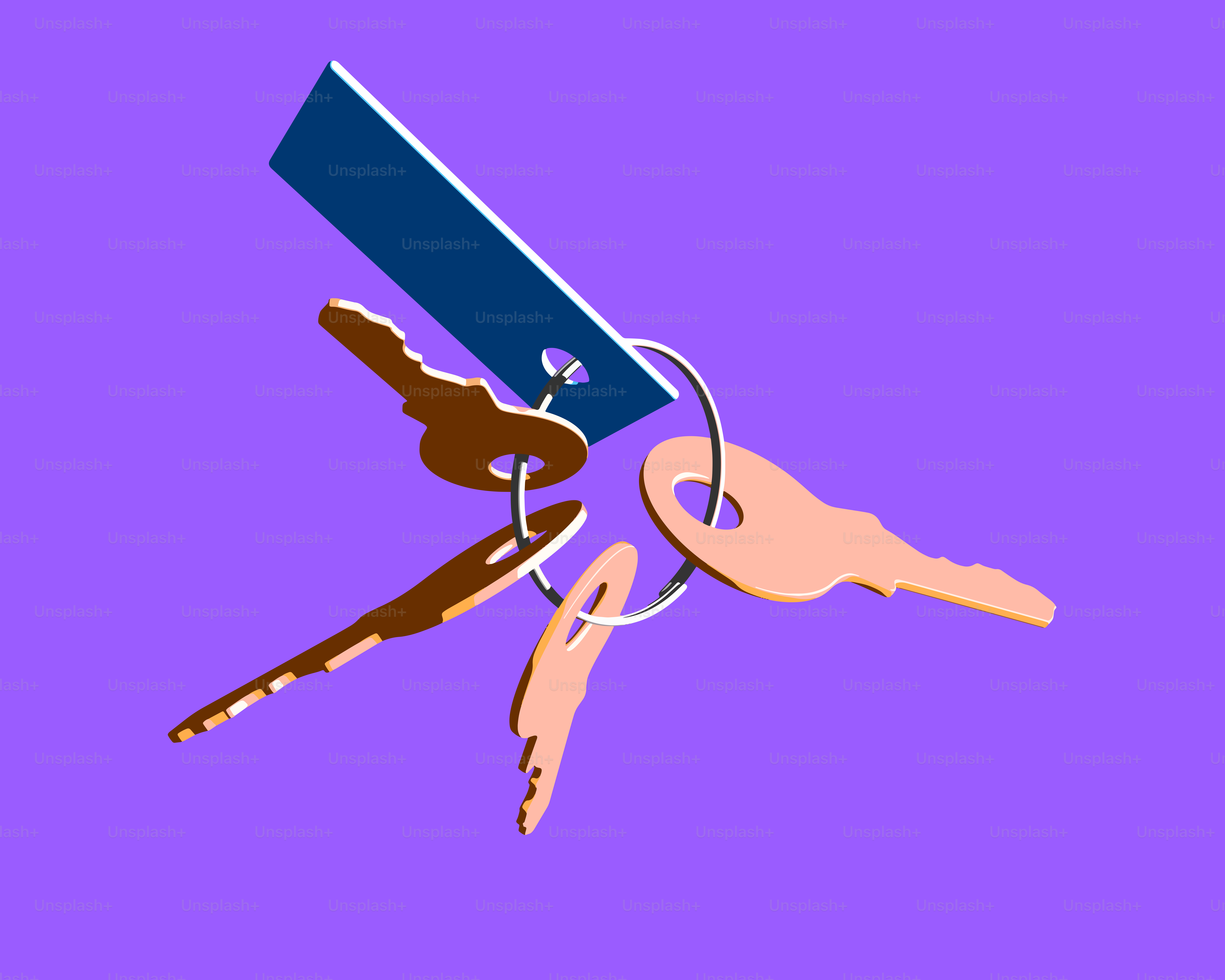 Un juego de llaves en un llavero con etiqueta.