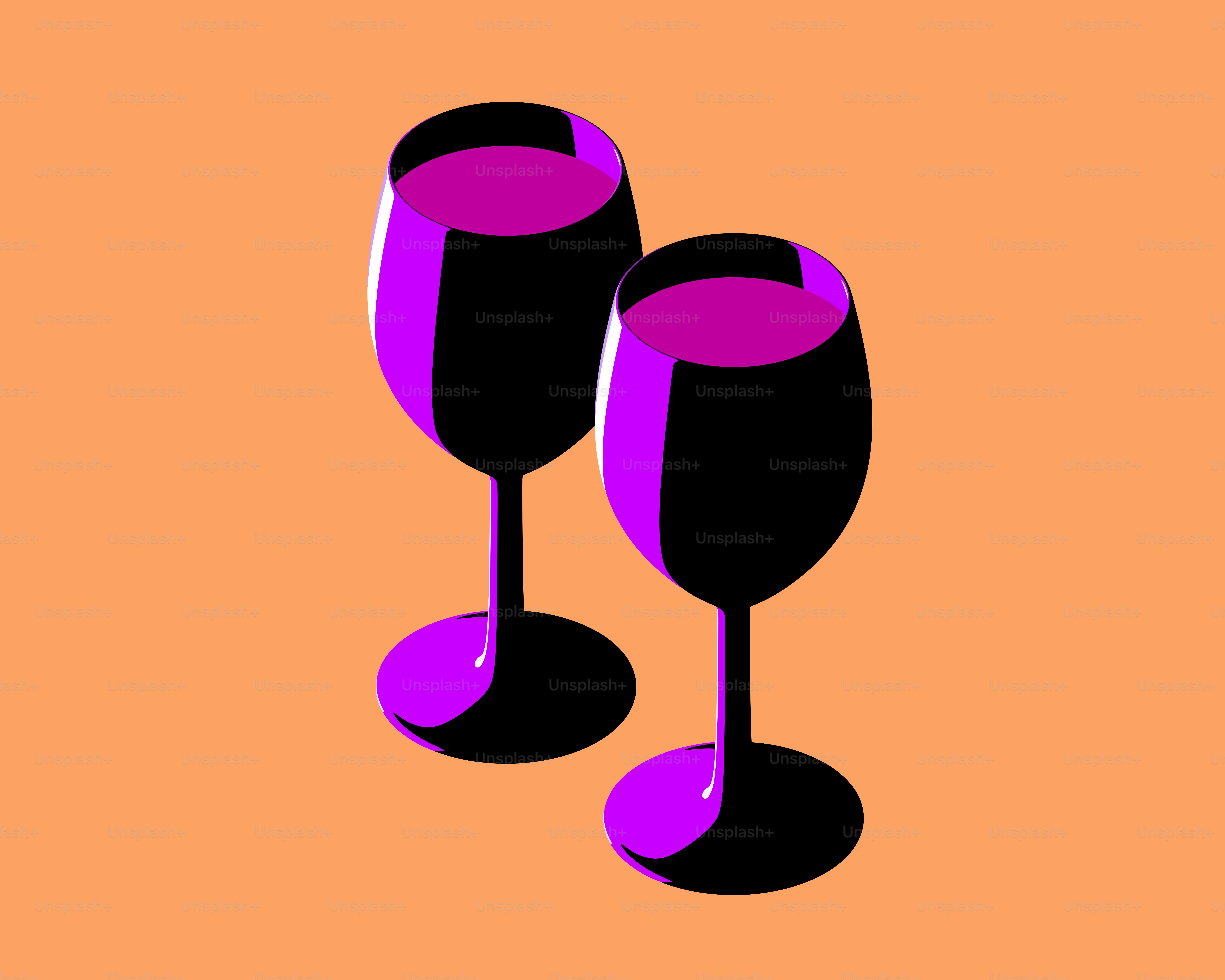 Dos vasos de líquido morado sobre fondo naranja