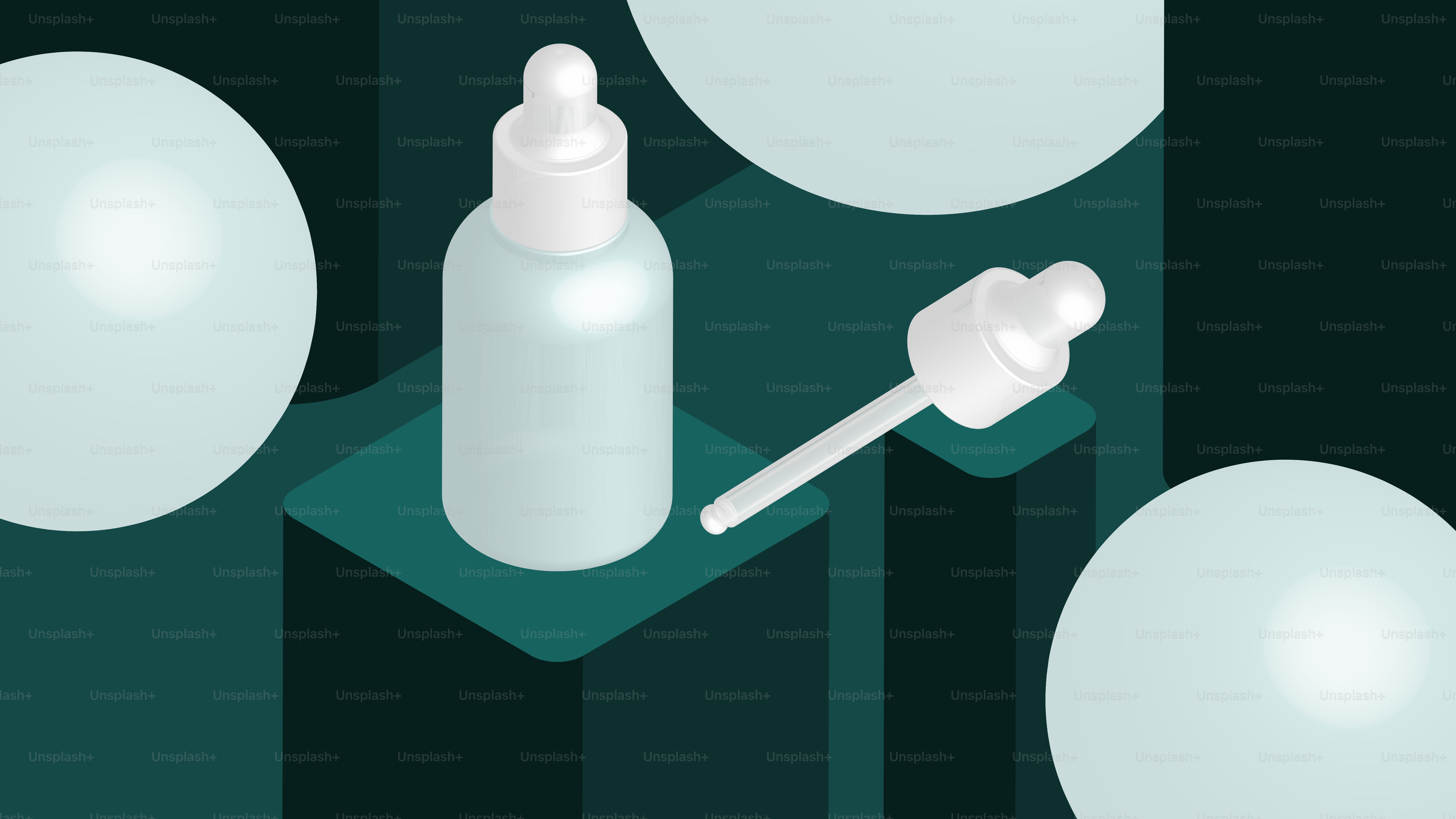 Dropper bottle with serum on geometric shapes