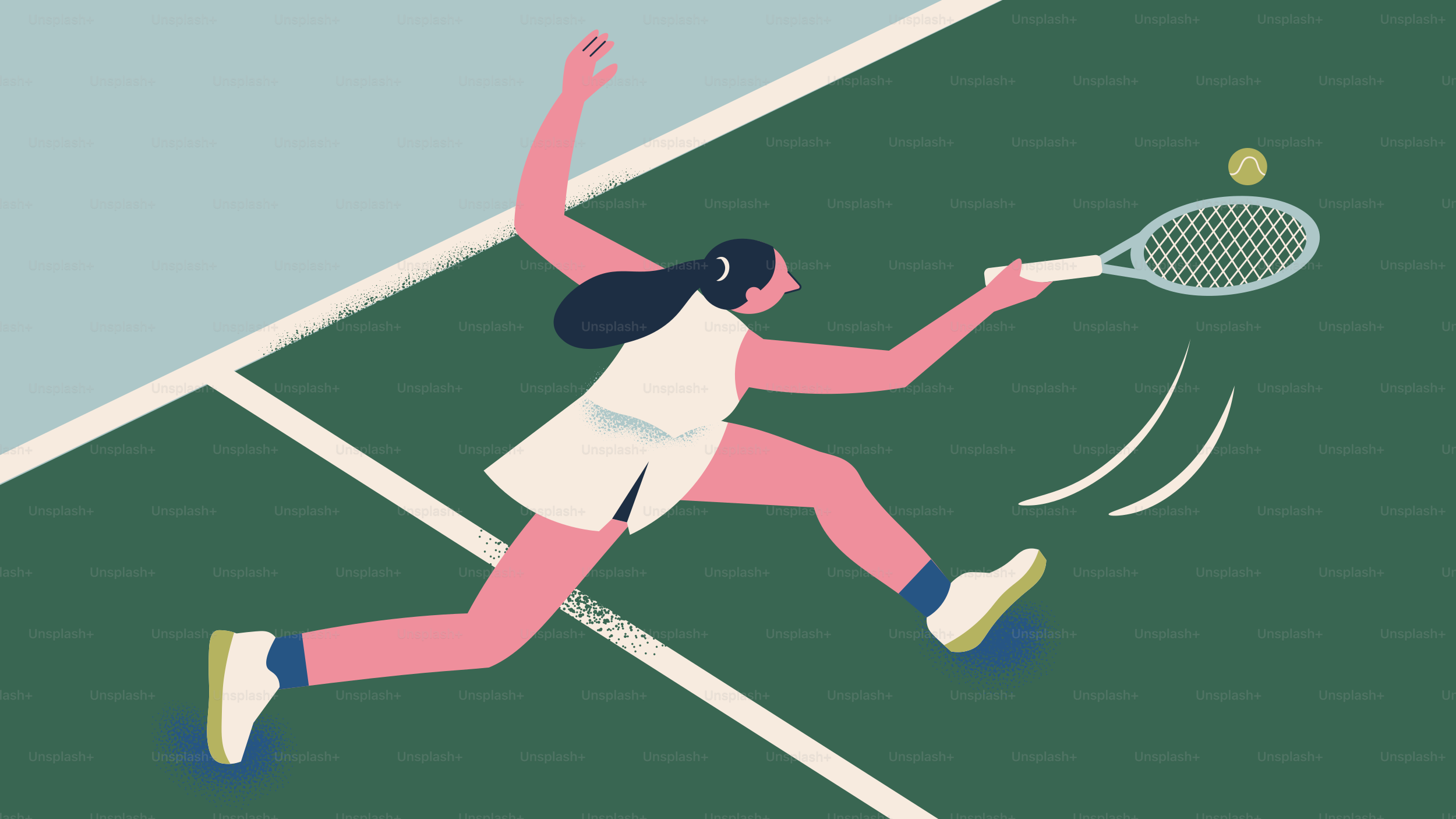 Woman playing tennis on a green court