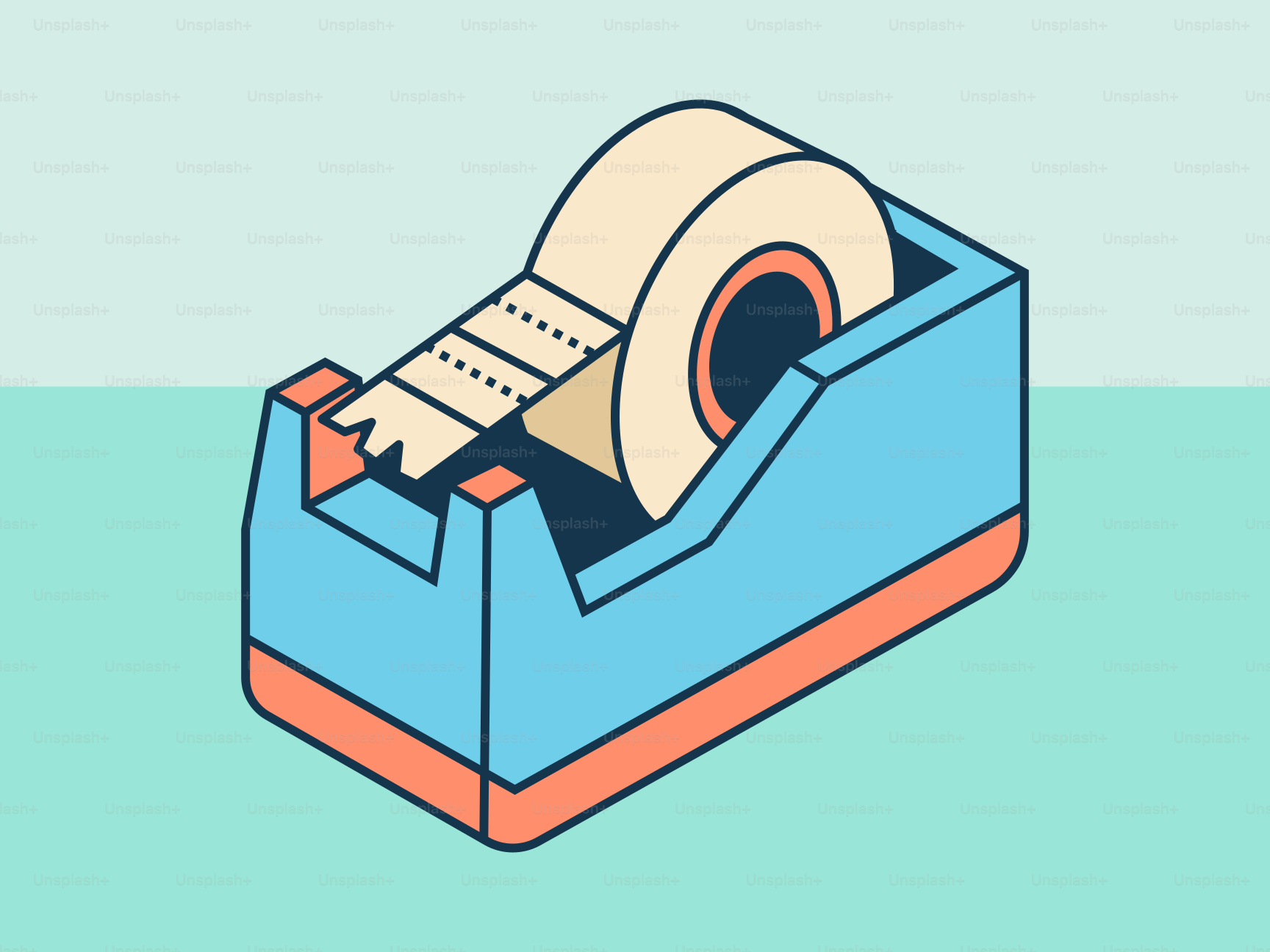 Blue tape dispenser with light brown tape