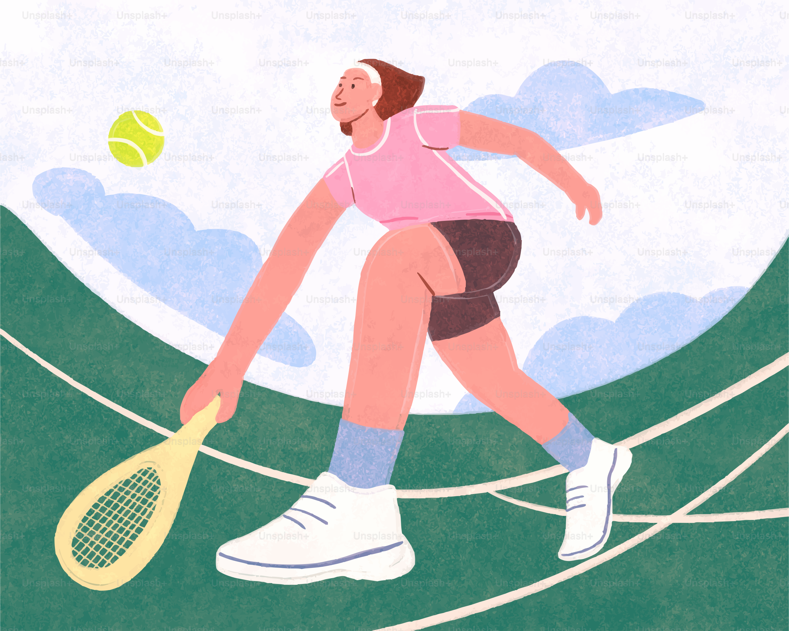 Woman playing tennis on a court