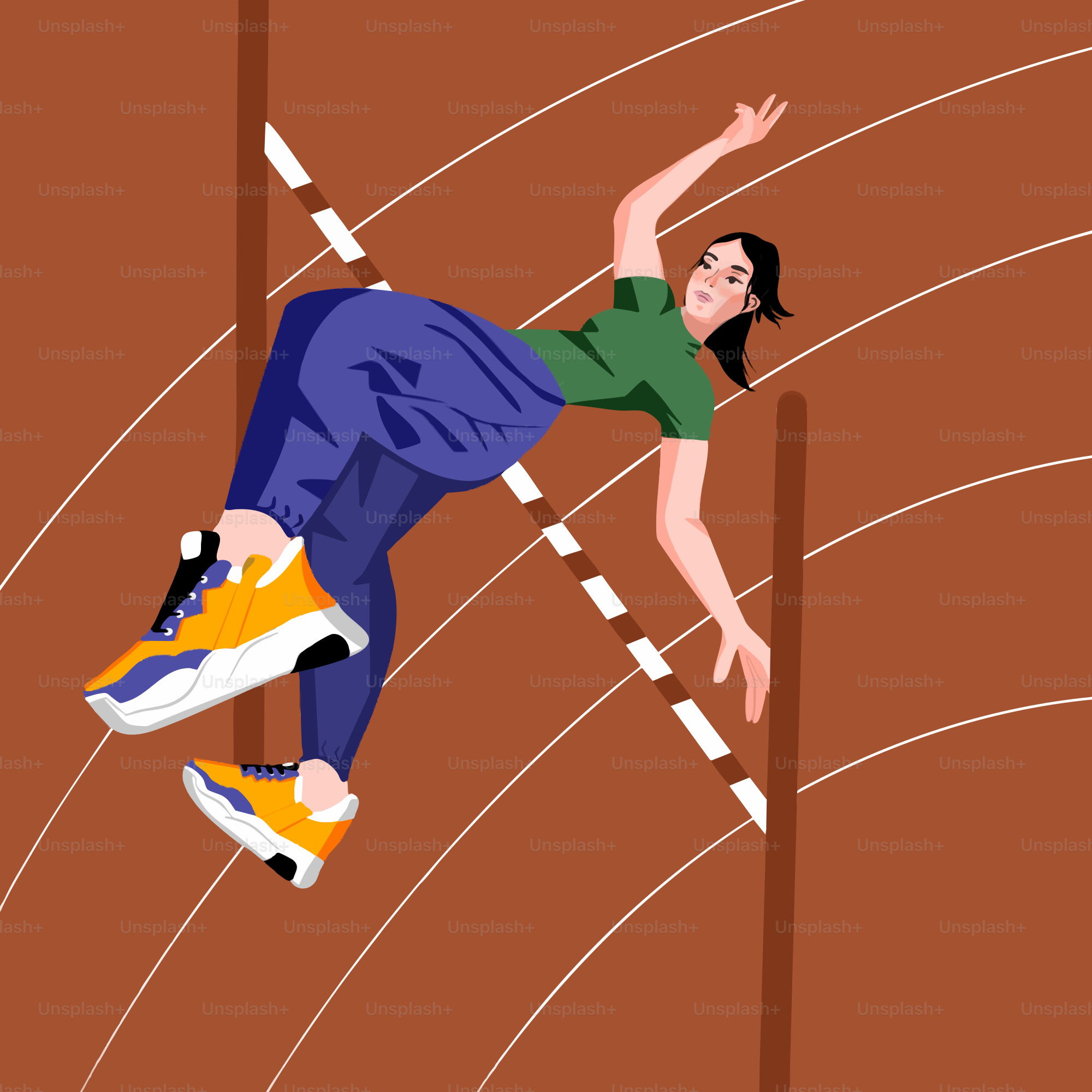 Woman performing a high jump over a bar