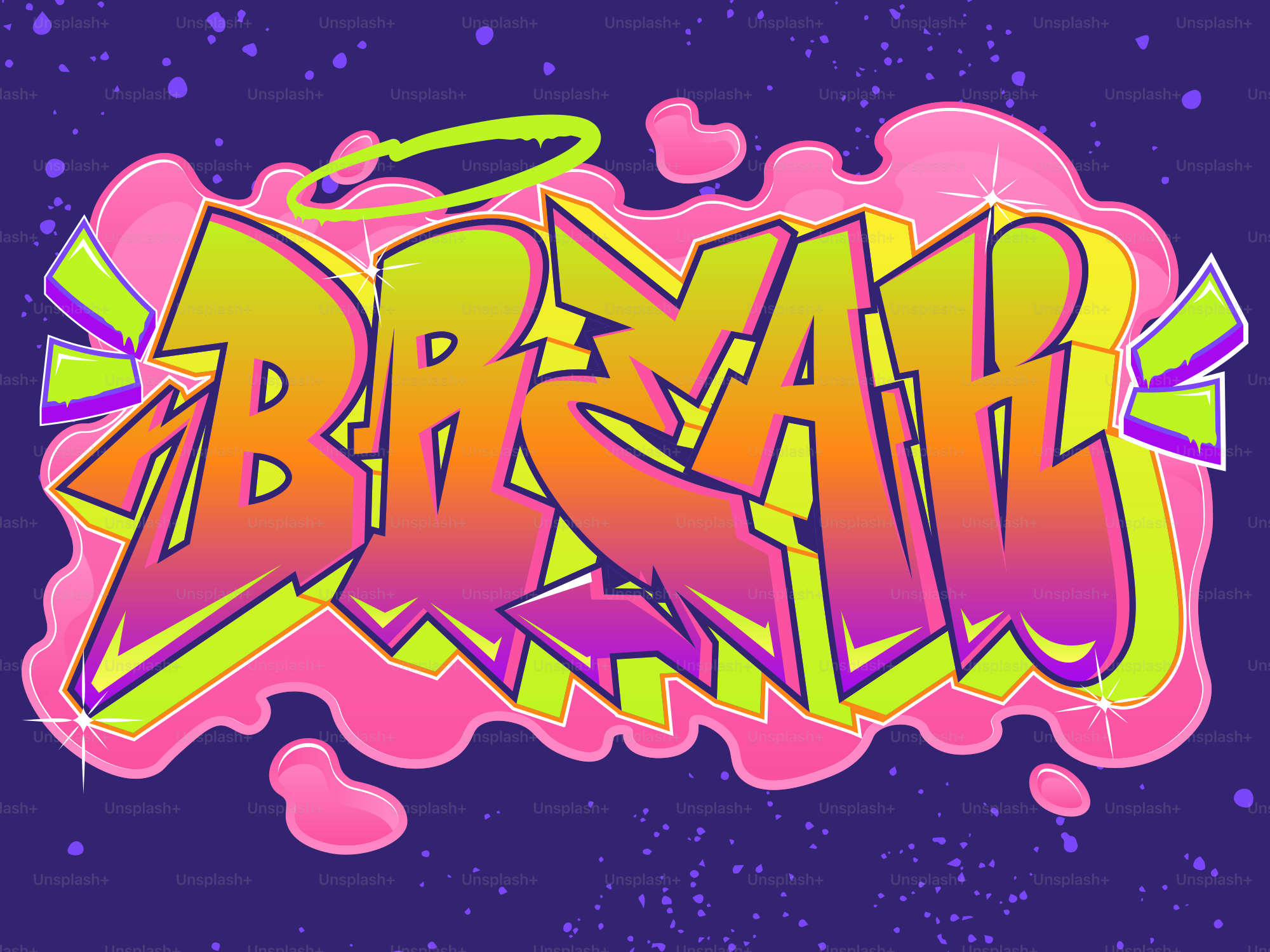 Graffiti-Kunst, die das Wort 'brave' mit Halo buchstabiert.