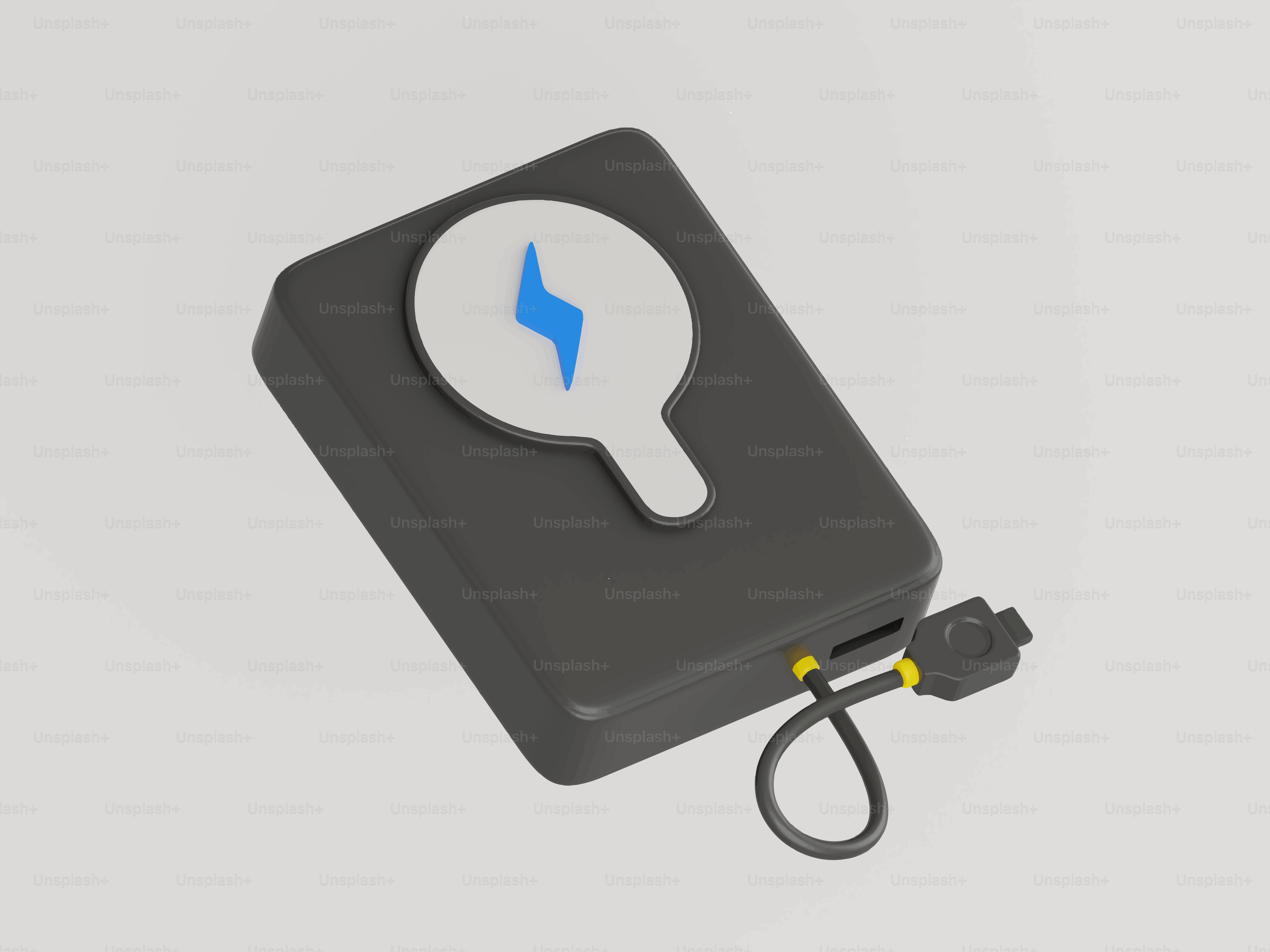 Portable power bank with charging cable attached