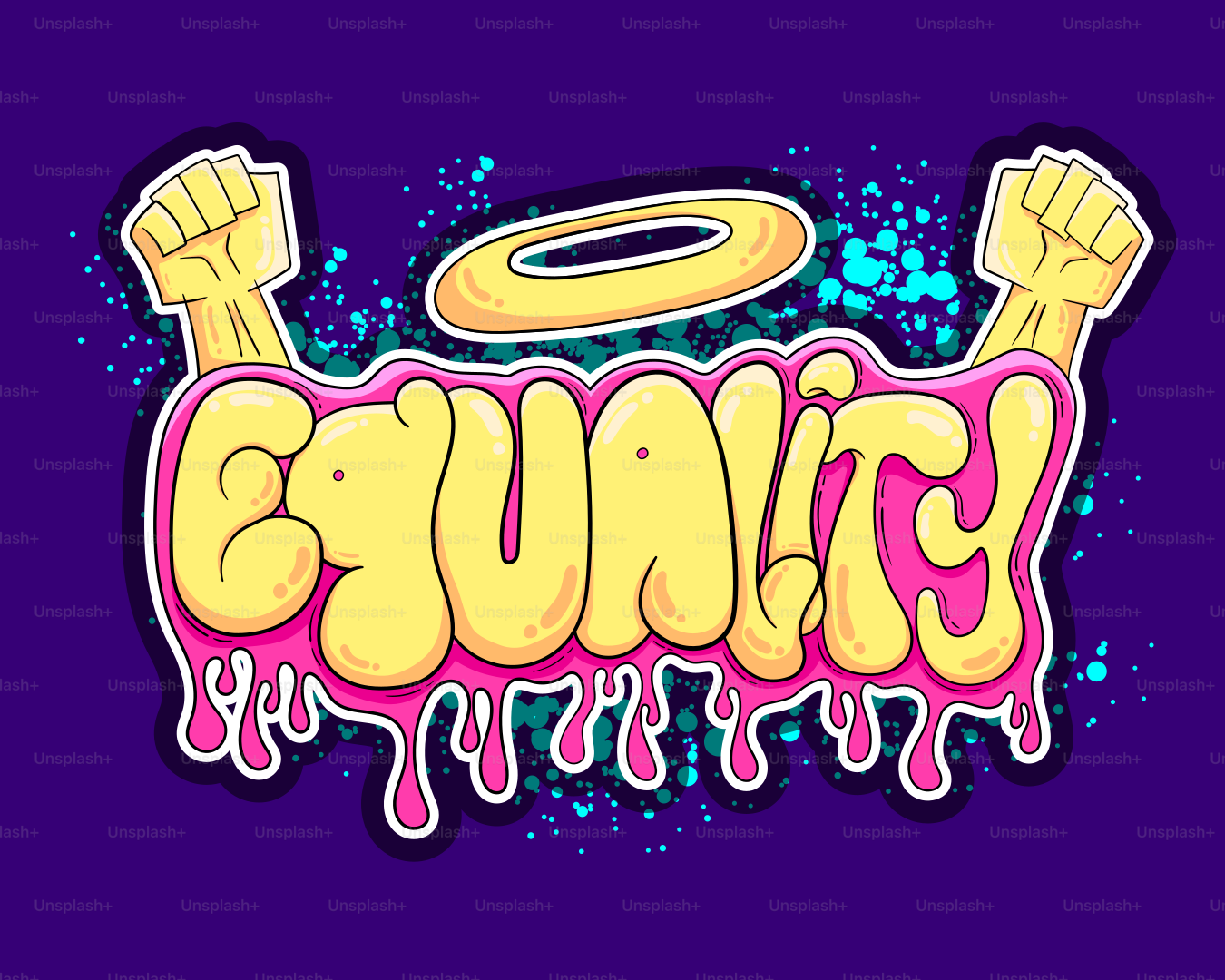 Graffiti art spells out the word equality with fists.