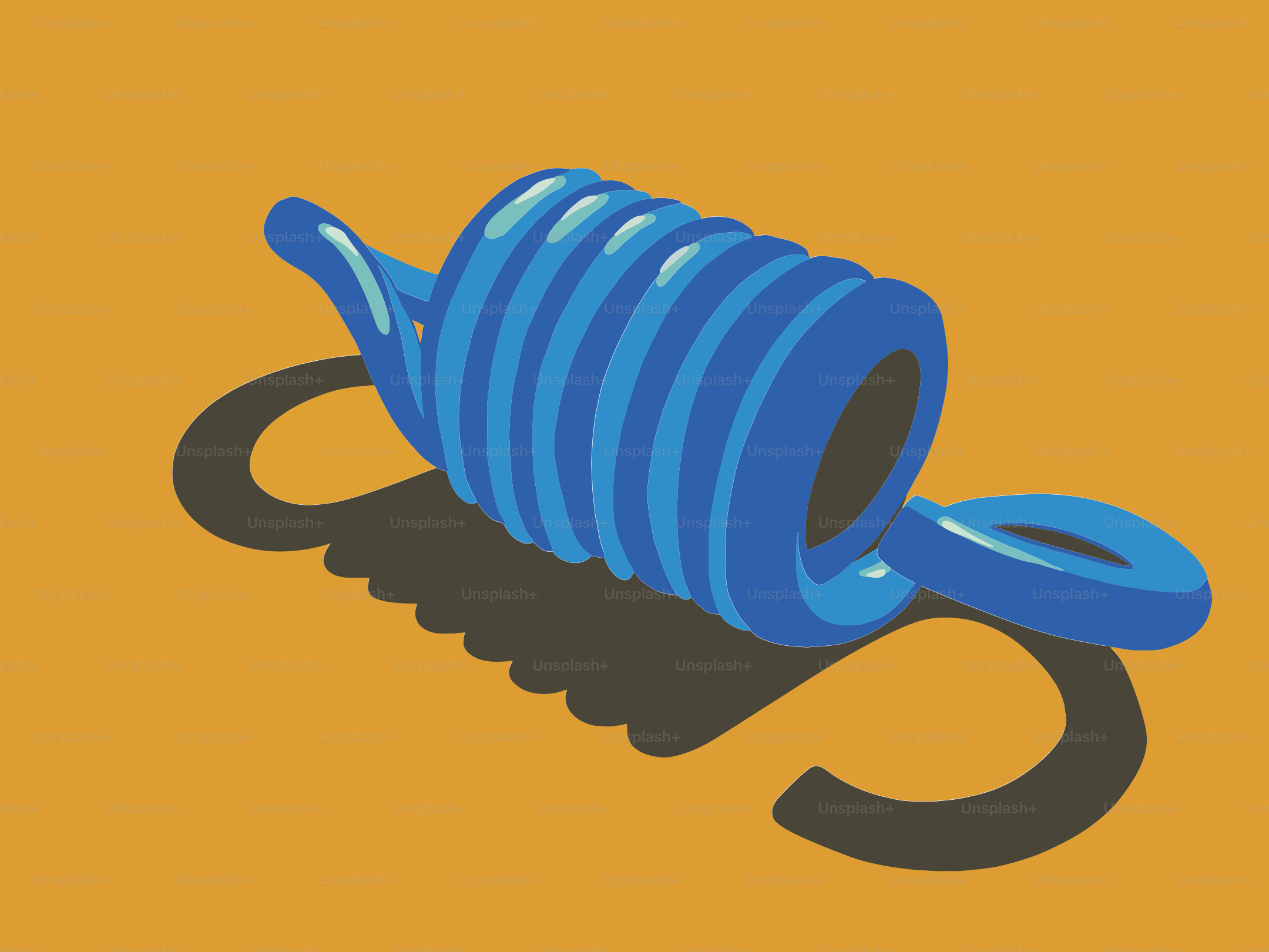 A blue spring with hooks on an orange background vector – Abstract ...
