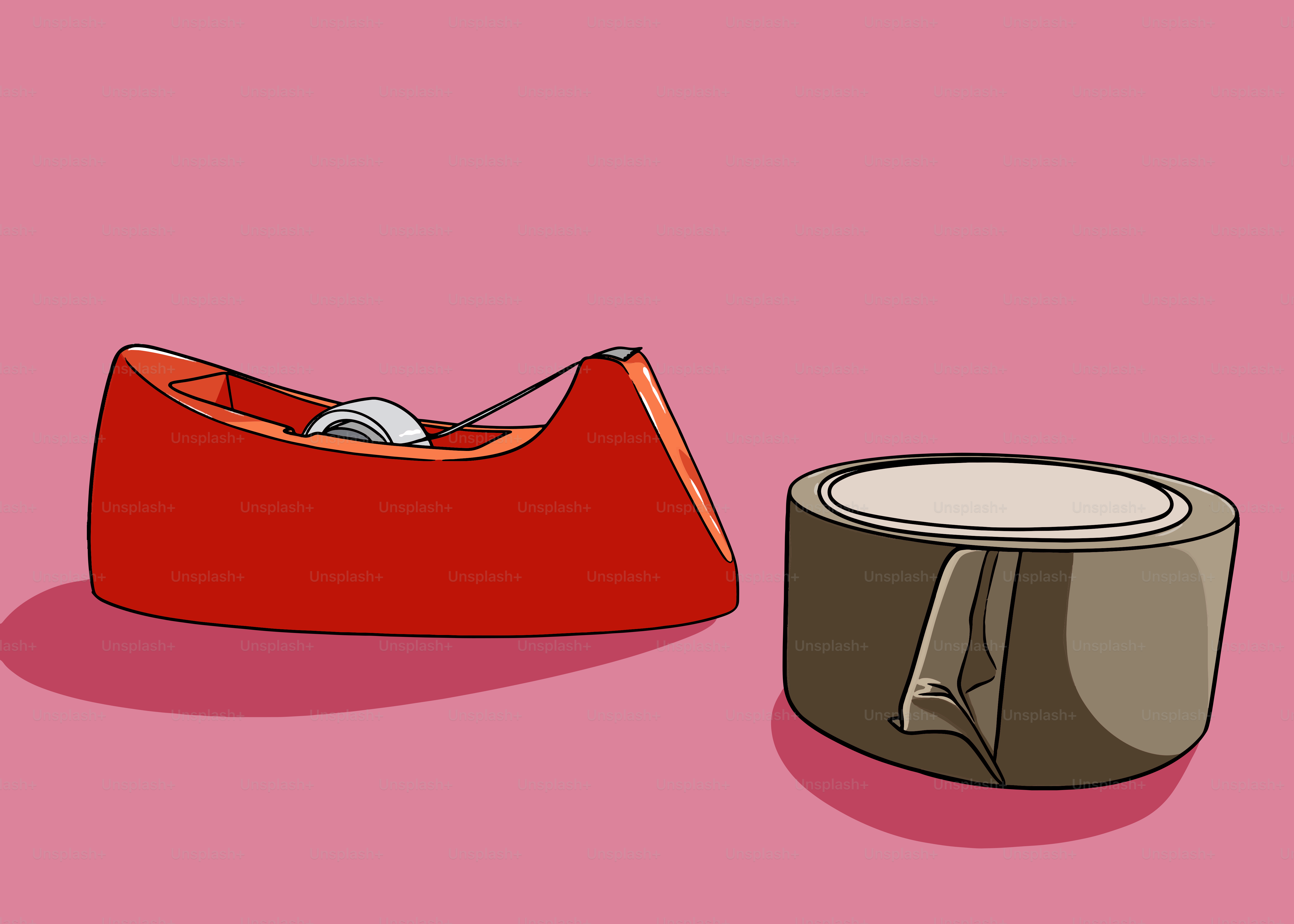 Red tape dispenser and roll of tape