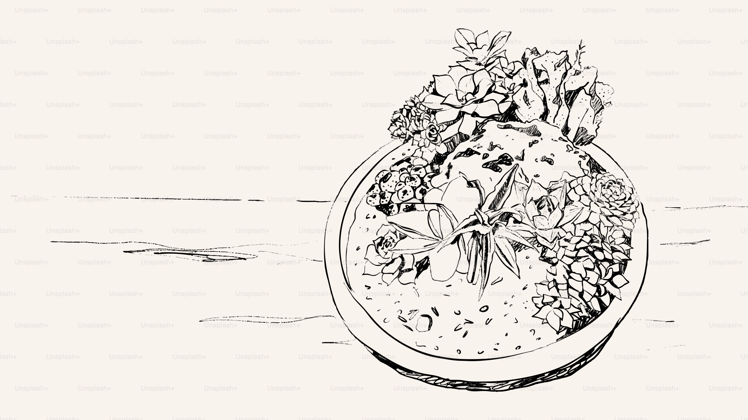 Bowl of food with plants and spices