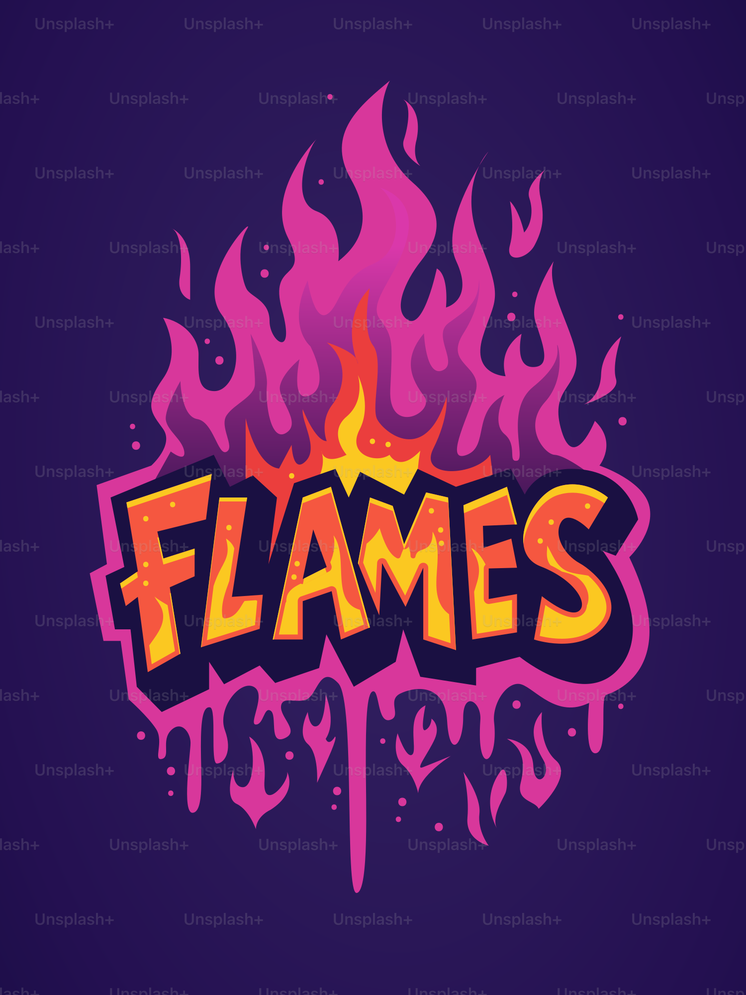 Chamas de palavras no estilo grafite com fogo rosa e laranja