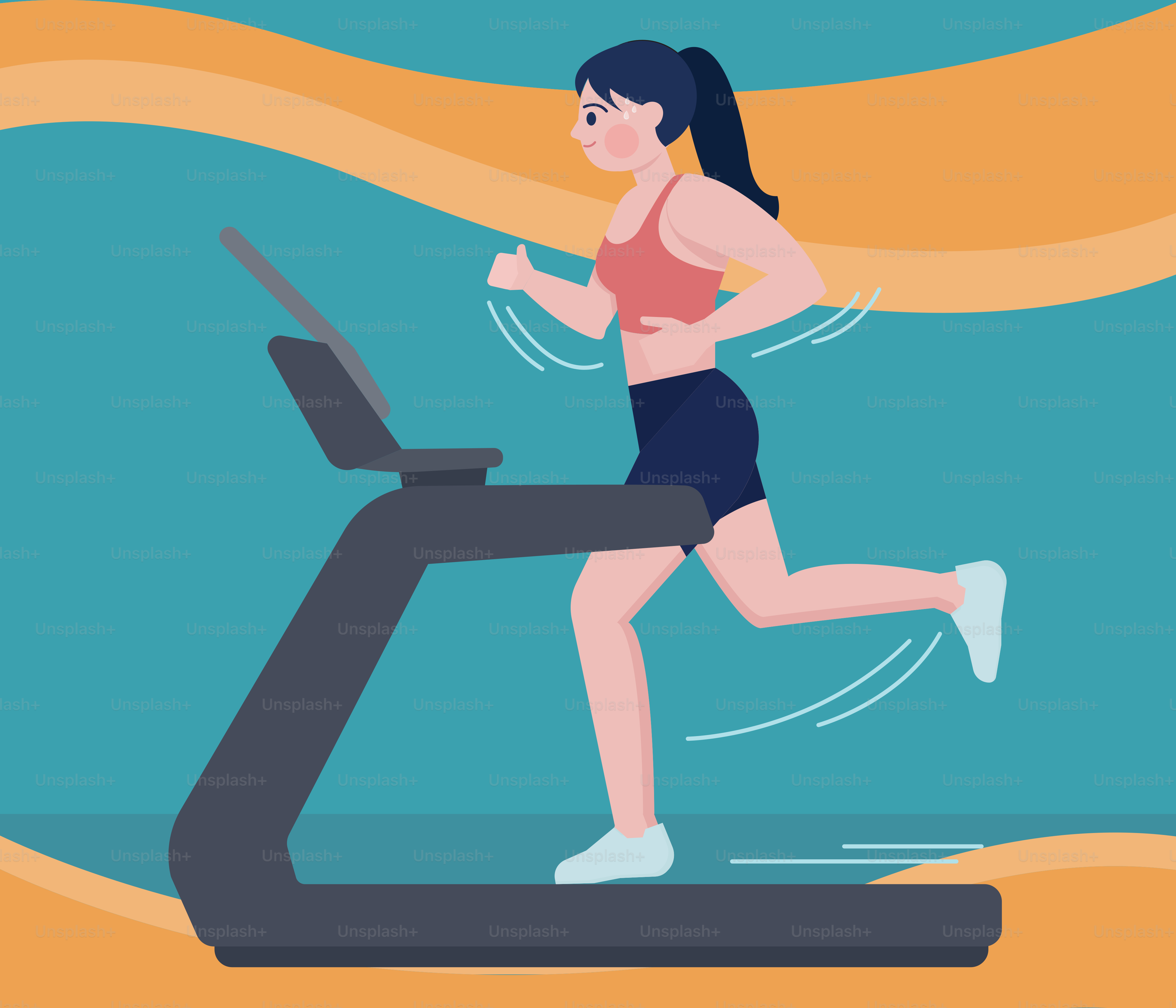 Woman running on a treadmill in a gym