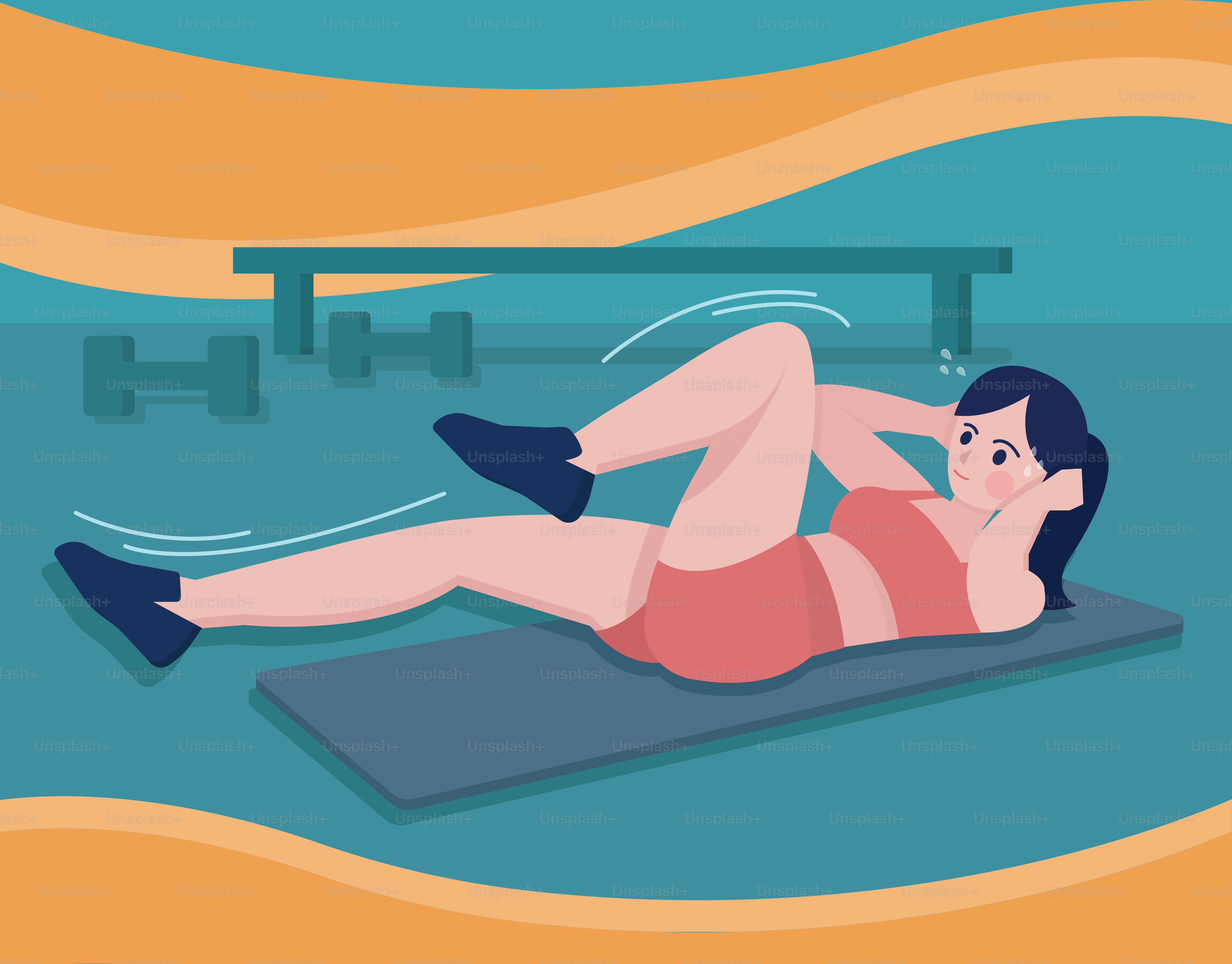 Woman doing bicycle crunches on exercise mat