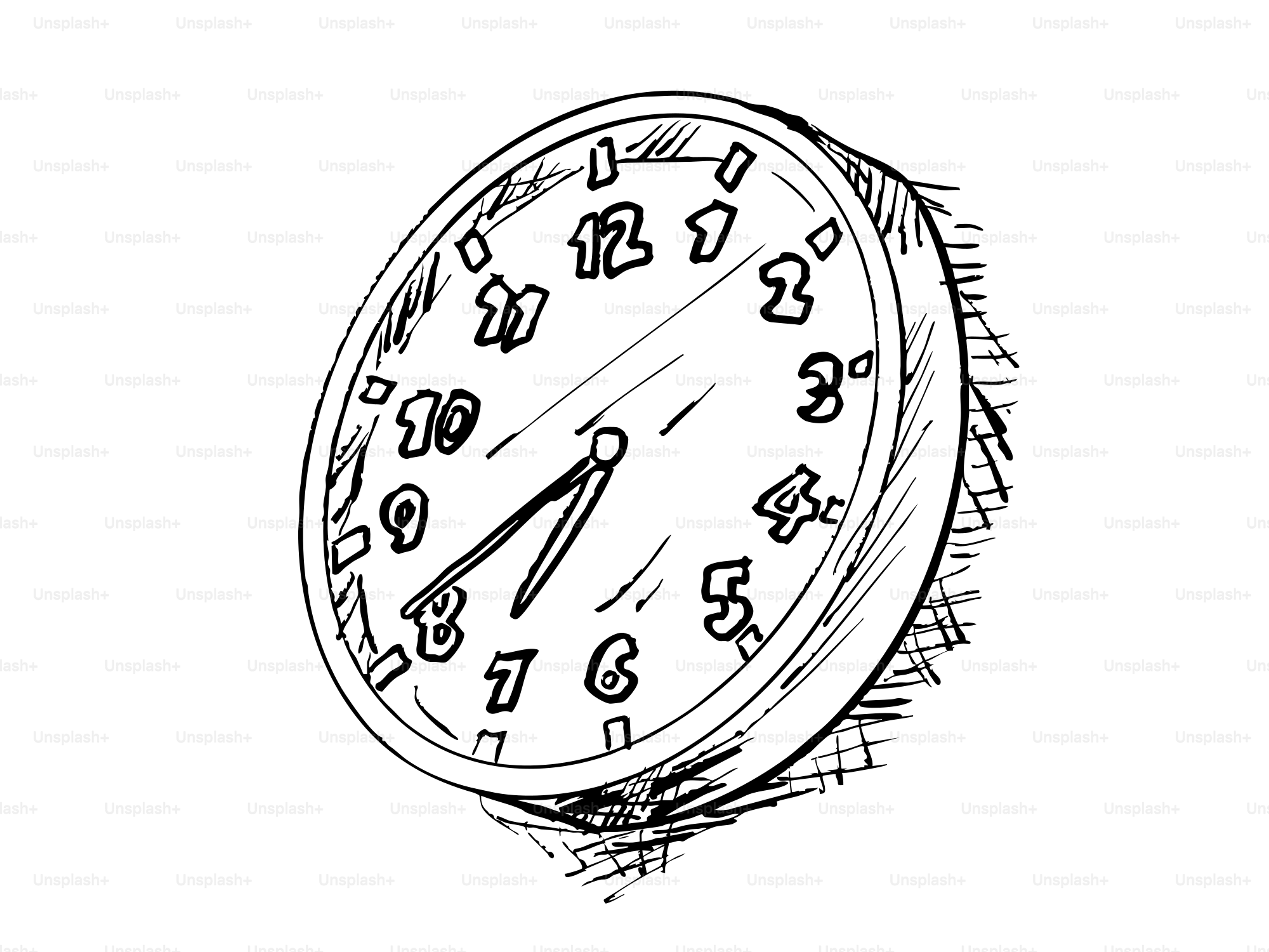 Eine handgezeichnete Skizze eines Uhrblatts.