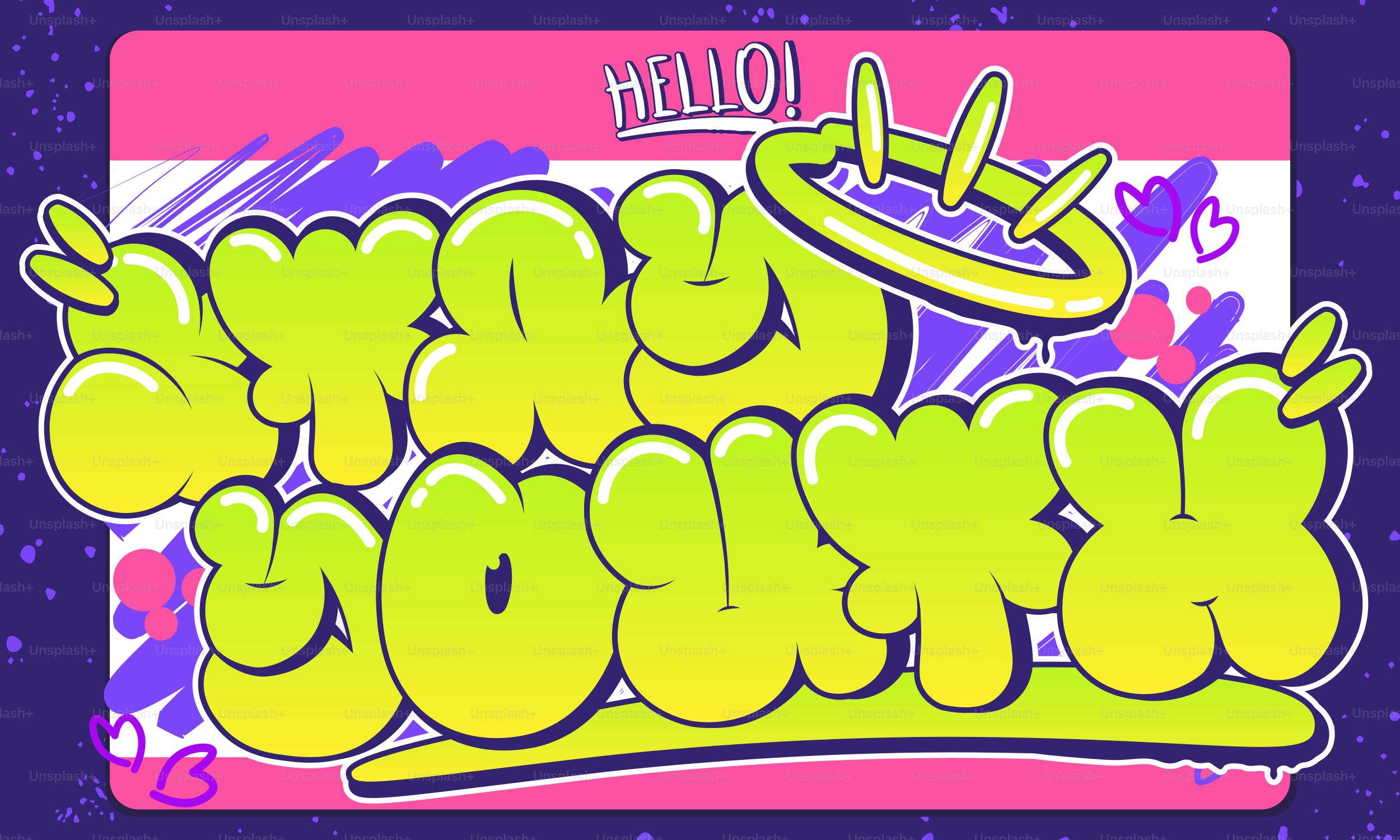 Graffiti art spelling 'send yours' with a halo.