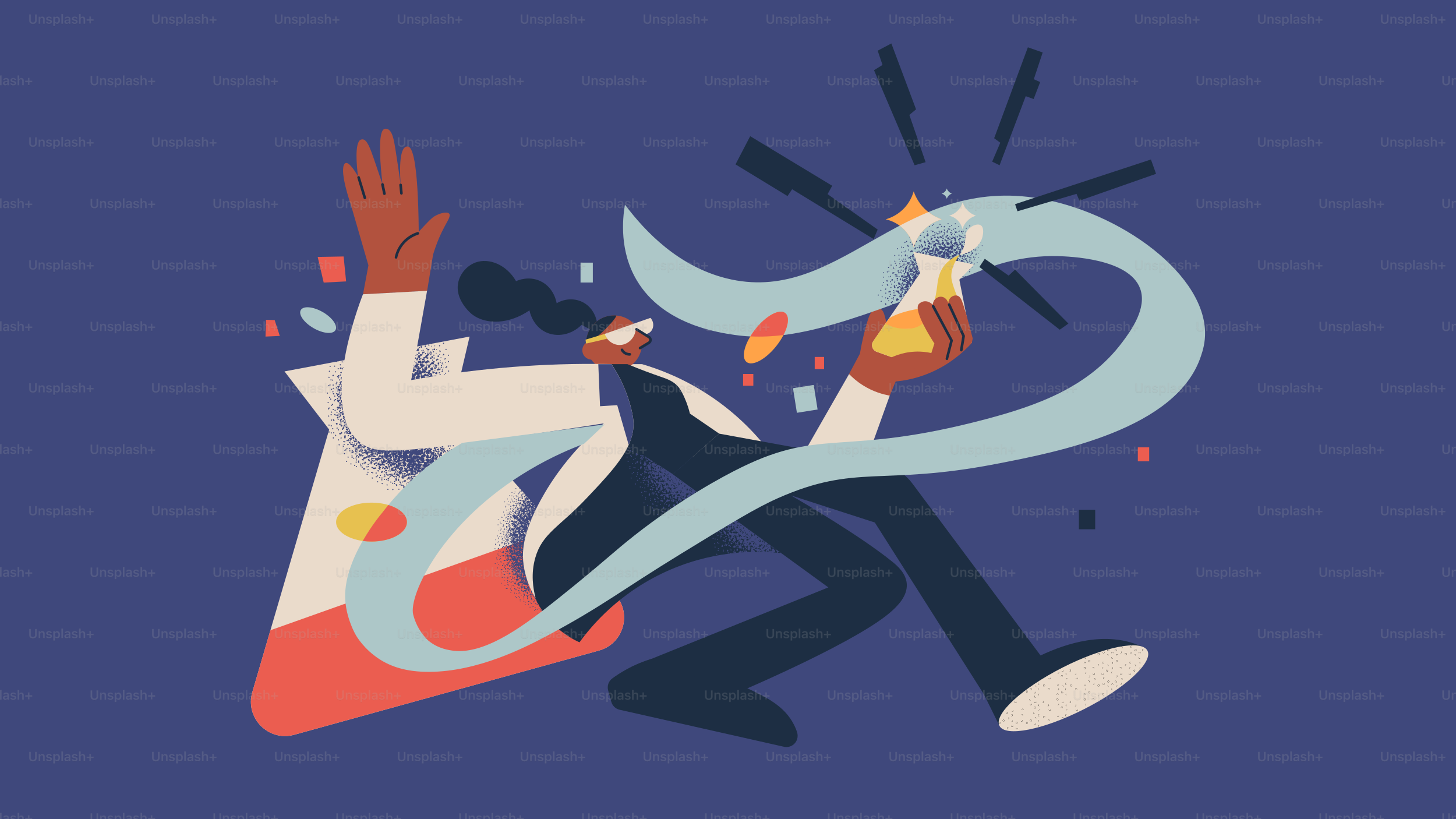 Scientist experimenting with chemicals and a flask.