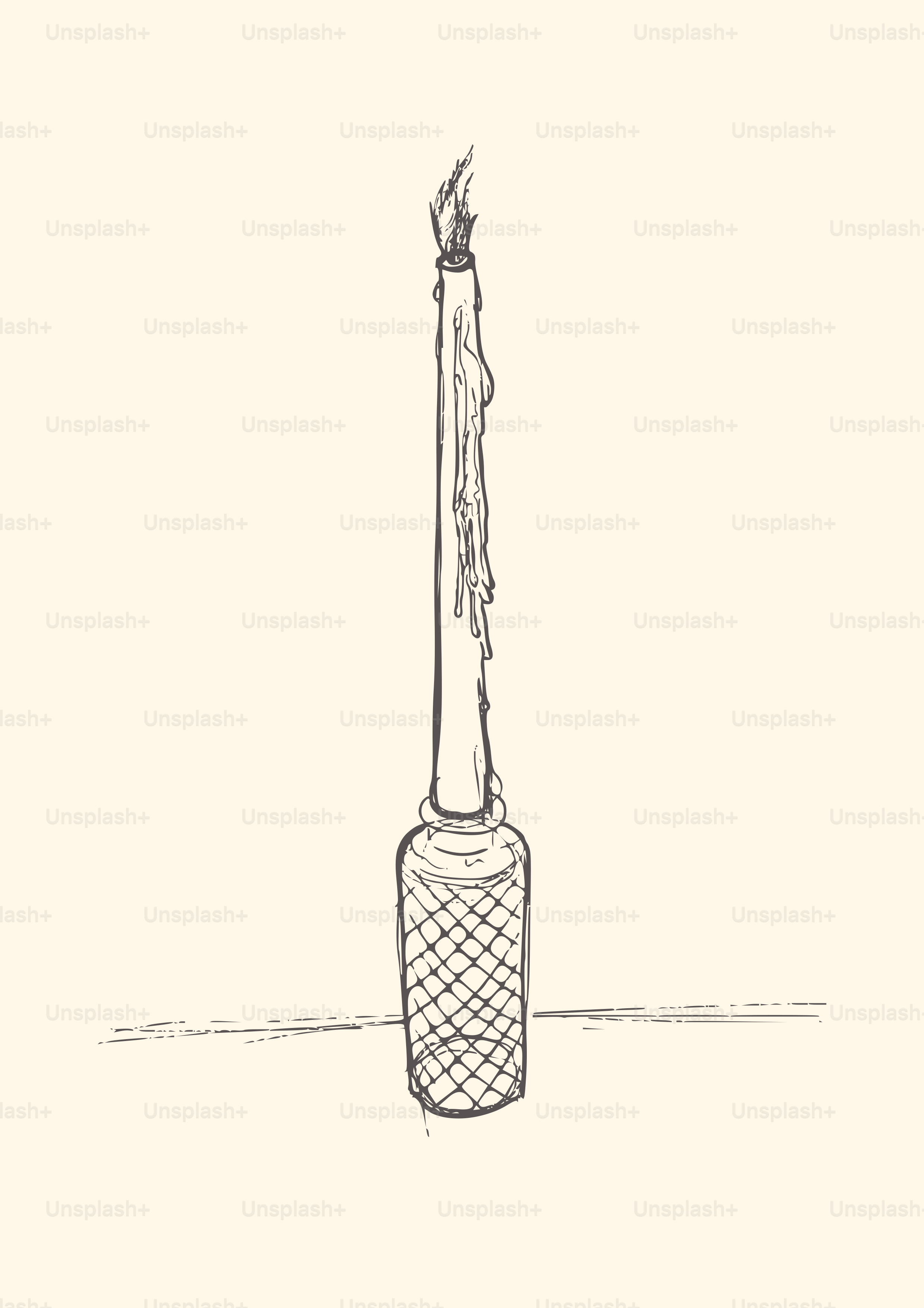 A tall, dripping candle with a flame.