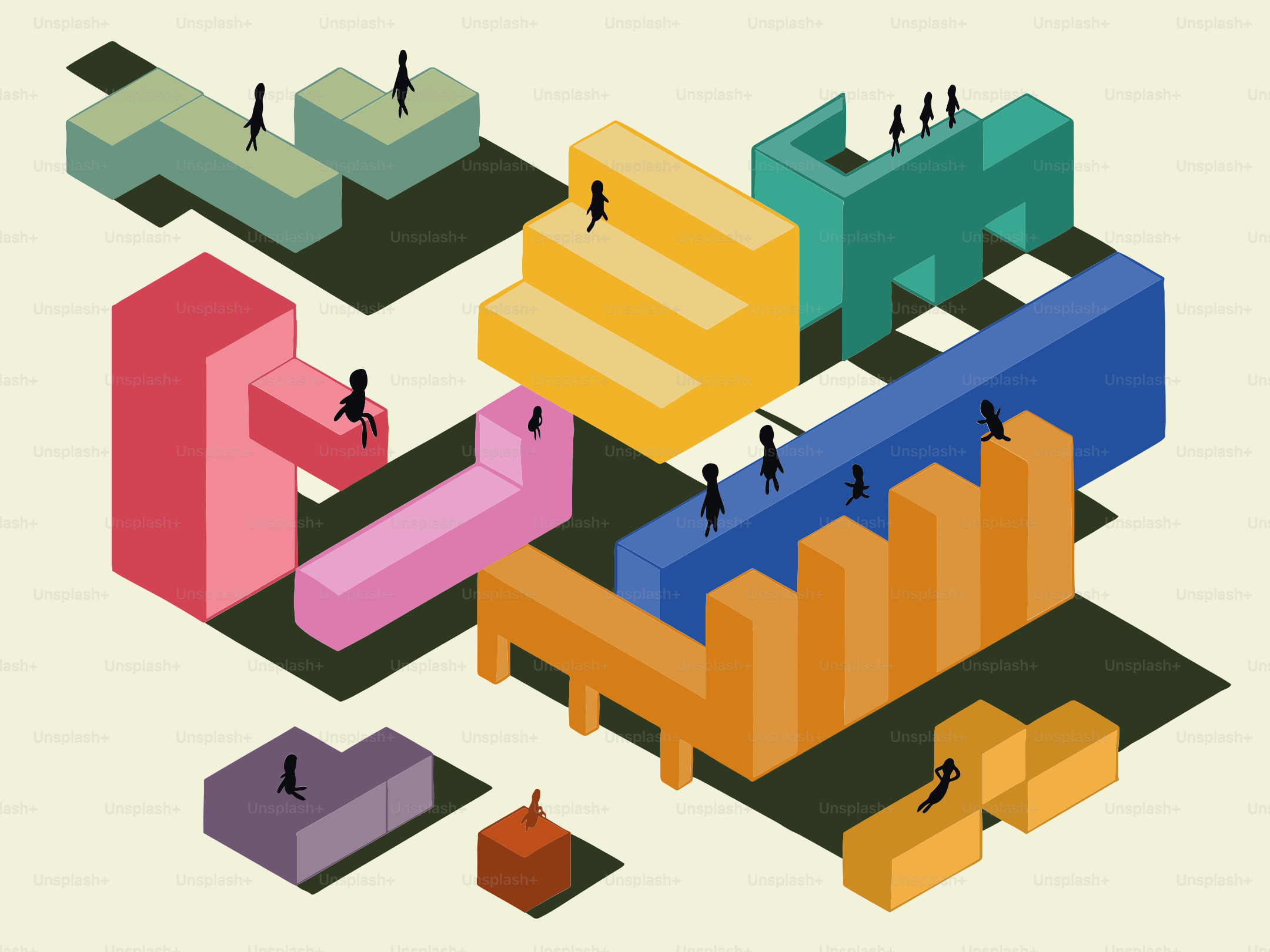 抽象的な等長投影形状と小さな図形