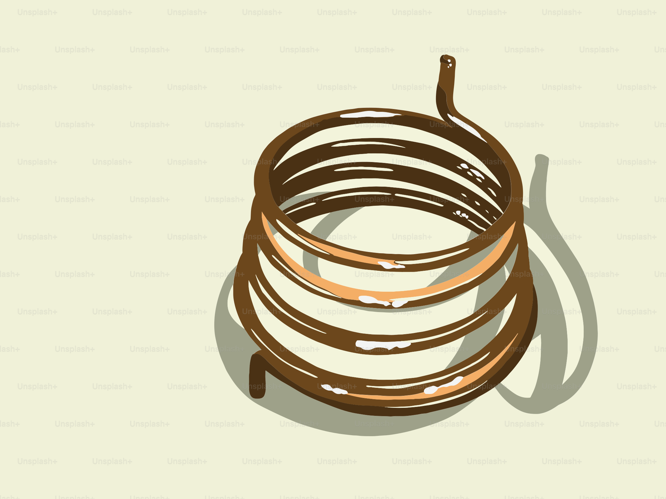 A brown coil spring on a light background.