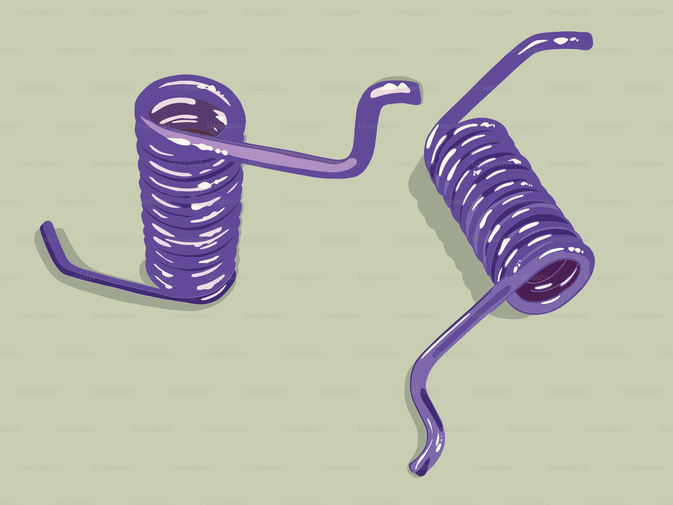 Two purple springs on a light green background.