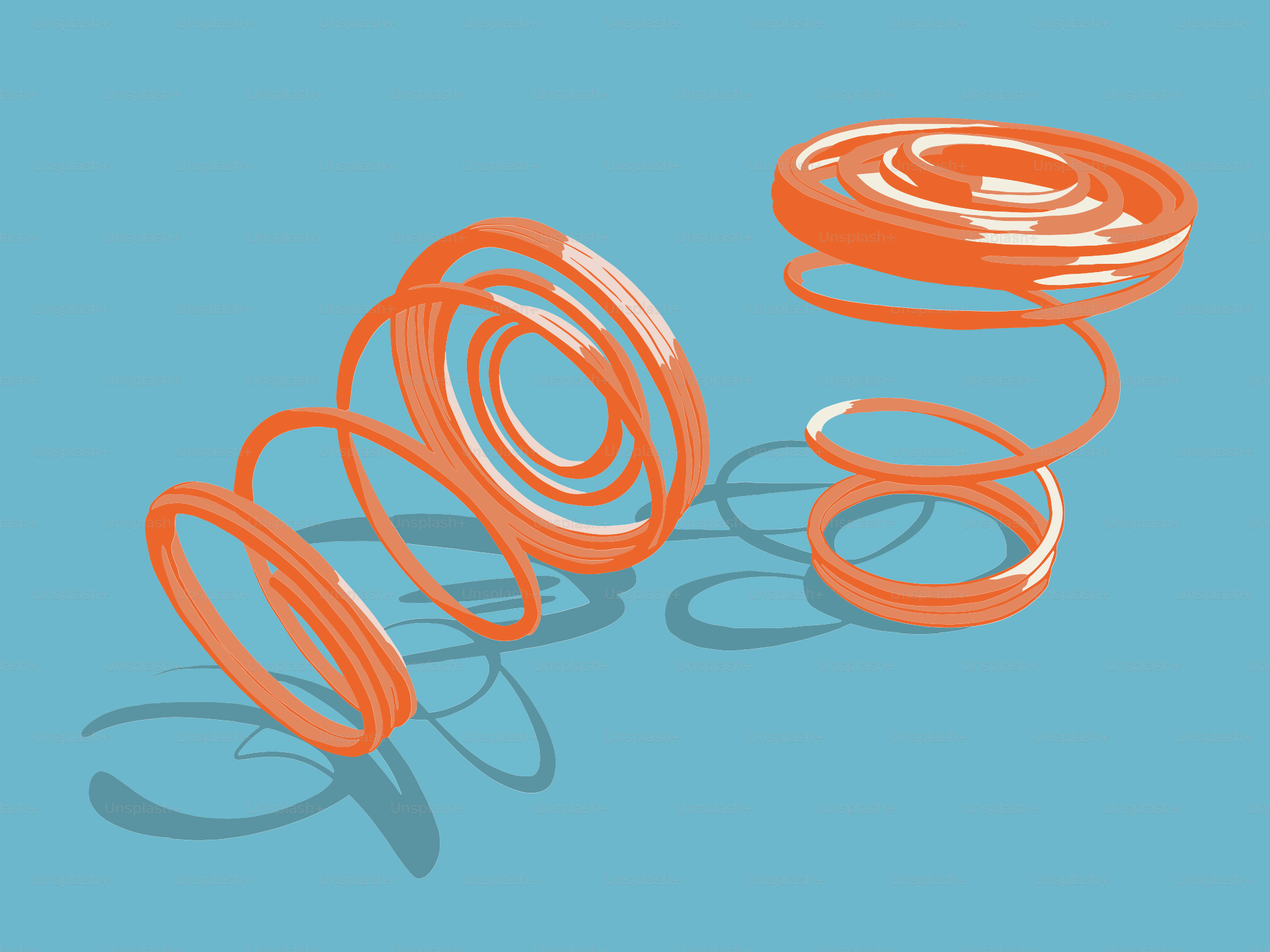 Two orange springs on a blue background